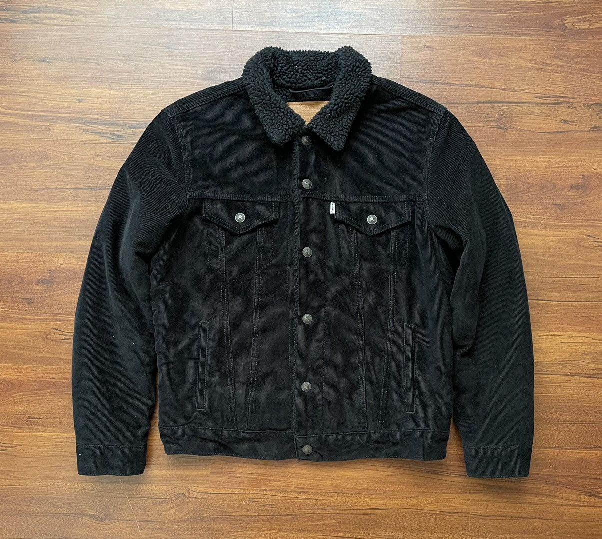 Levi's Levi’s Premium Black Denim Velvet Sherpa Trucker Jacket | Grailed