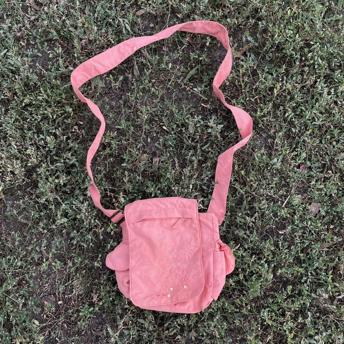 Vintage Vintage Y2K Pink Cotton Crossbody Shoulder Bag Techwear OS Size ONE SIZE - 1 Thumbnail