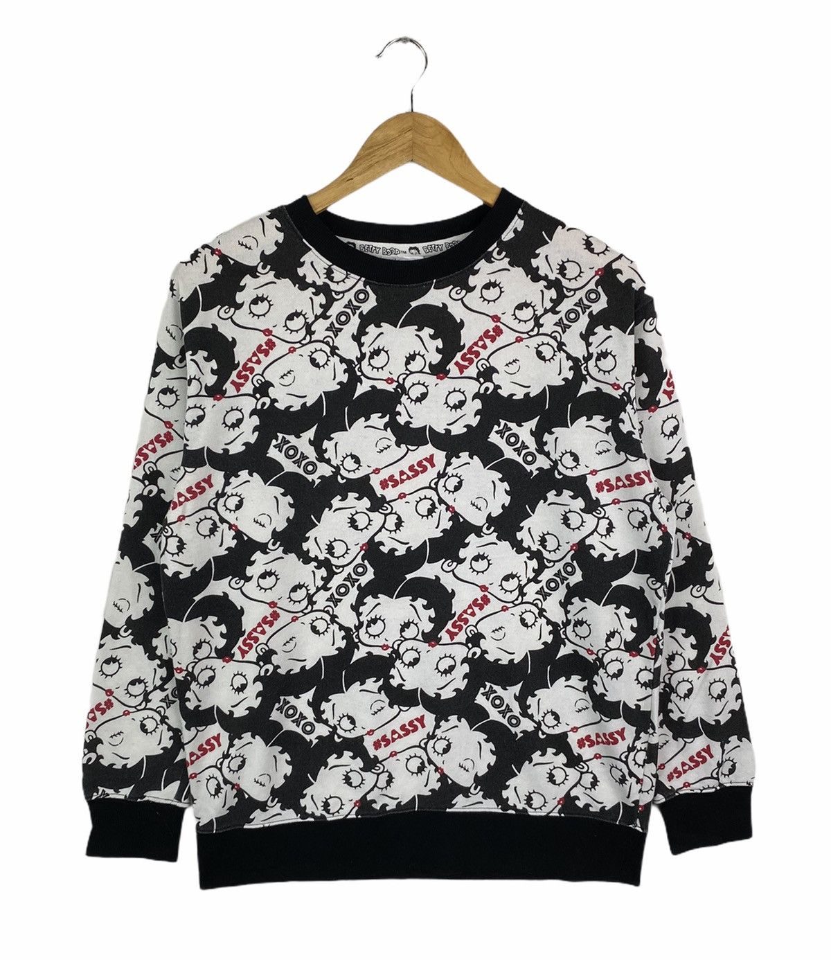 image of Cartoon Network x Vintage Betty Boop X Virgirl Cartoon Fullprint Design Sweatshirt in White (Size S
