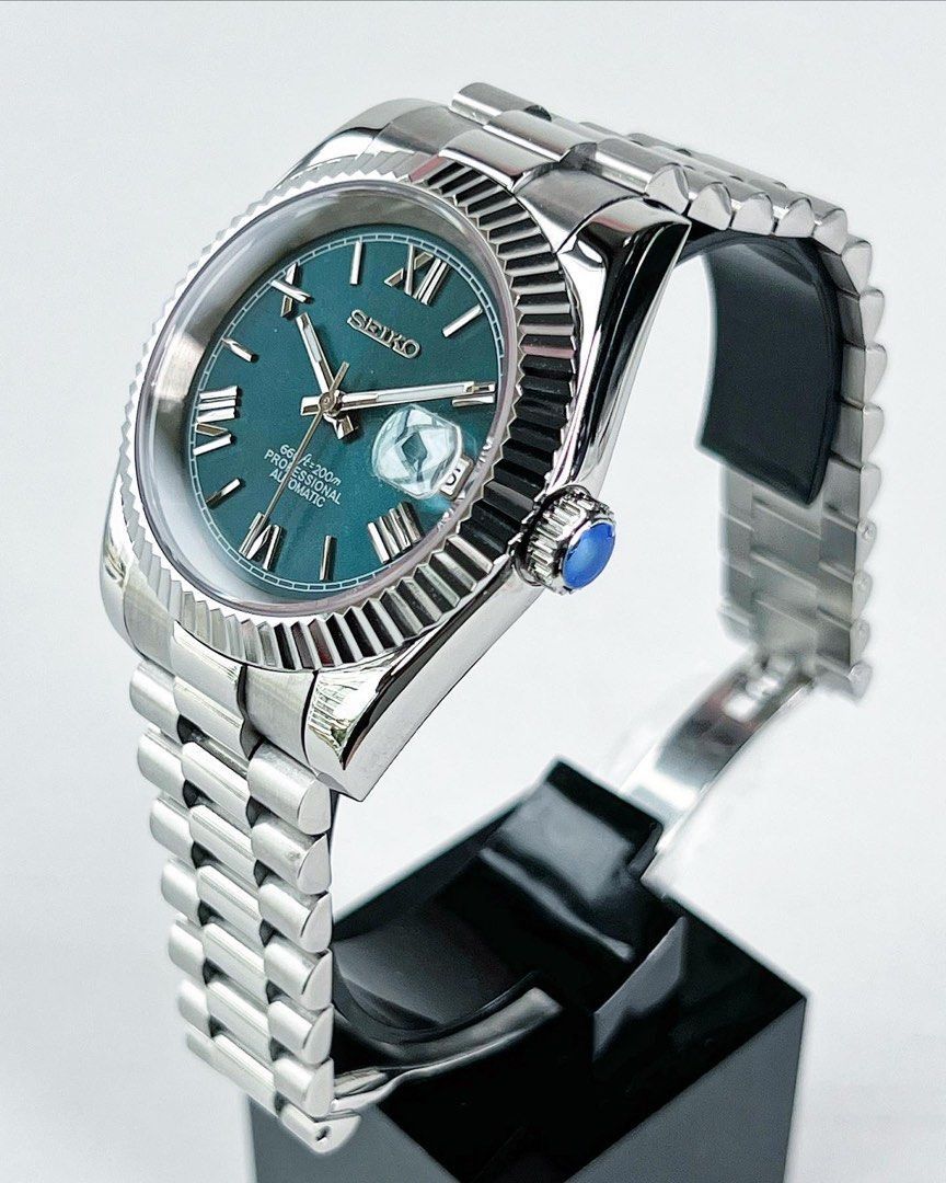 Custom × Seiko × Watch RARE Custom Seiko Mod Watch Turquoise Roman  President 36mm | Grailed