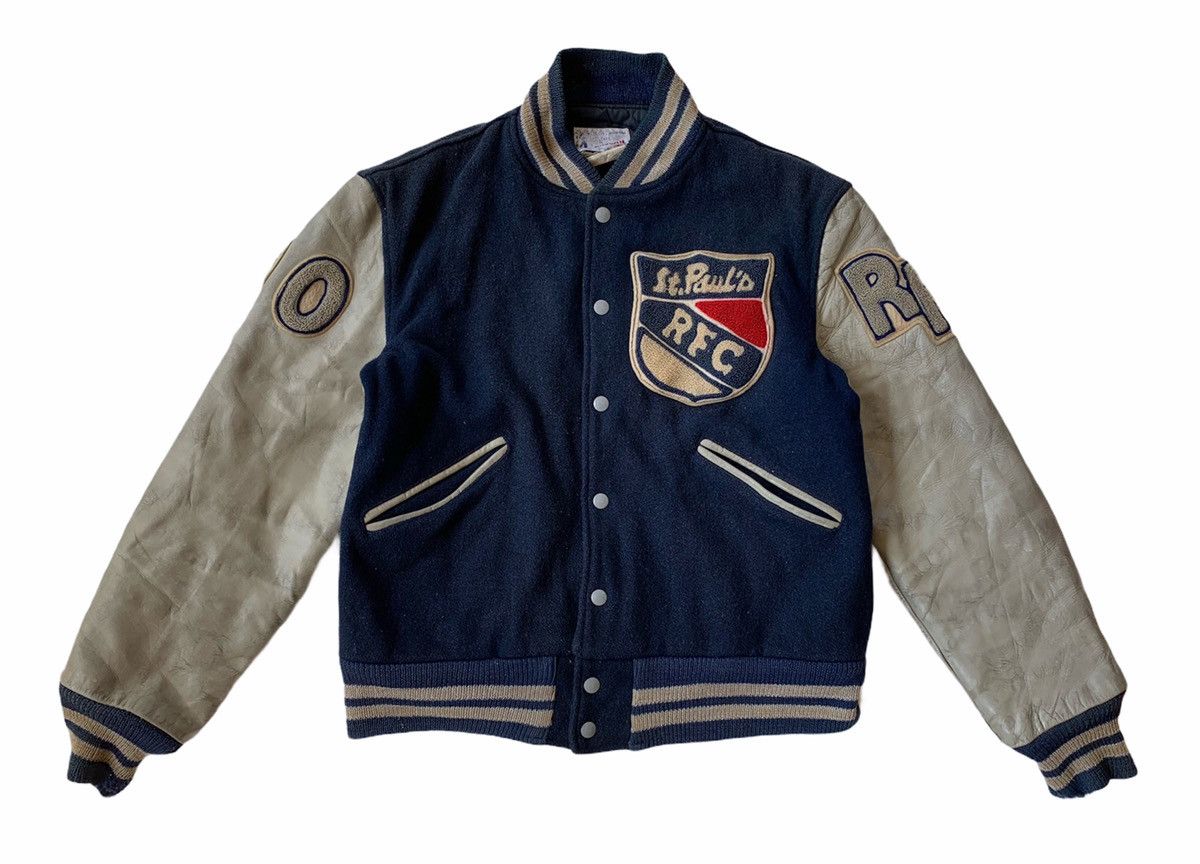 Delong × Sports Specialties Vintage 80s St.paul's Varsity Leather Sleeve Jacket Size US M / EU 48-50 / 2 - 2 Thumbnail