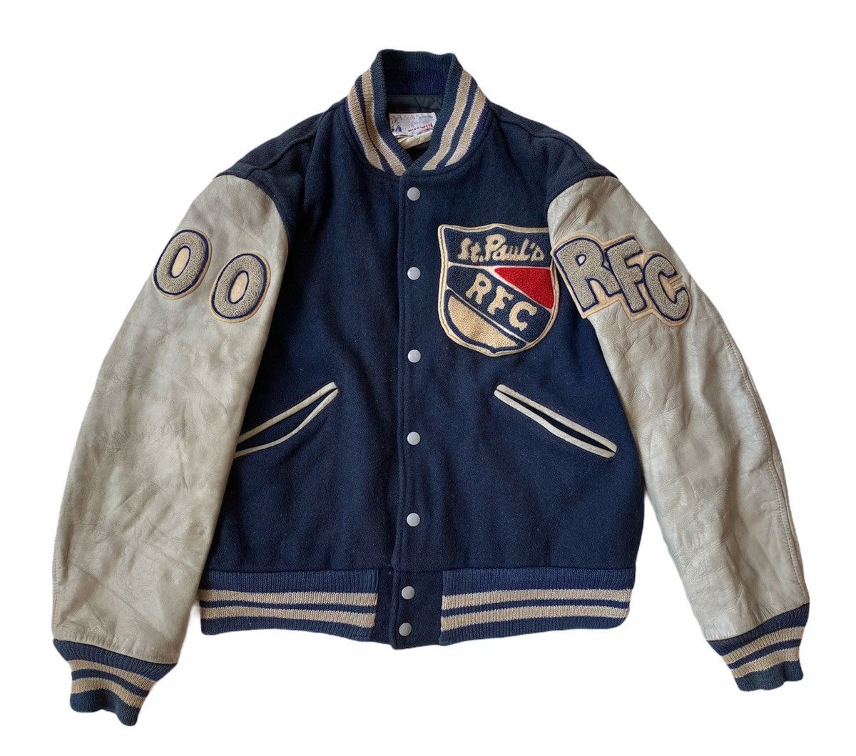 Delong × Sports Specialties Vintage 80s St.paul's Varsity Leather Sleeve Jacket Size US M / EU 48-50 / 2 - 1 Thumbnail