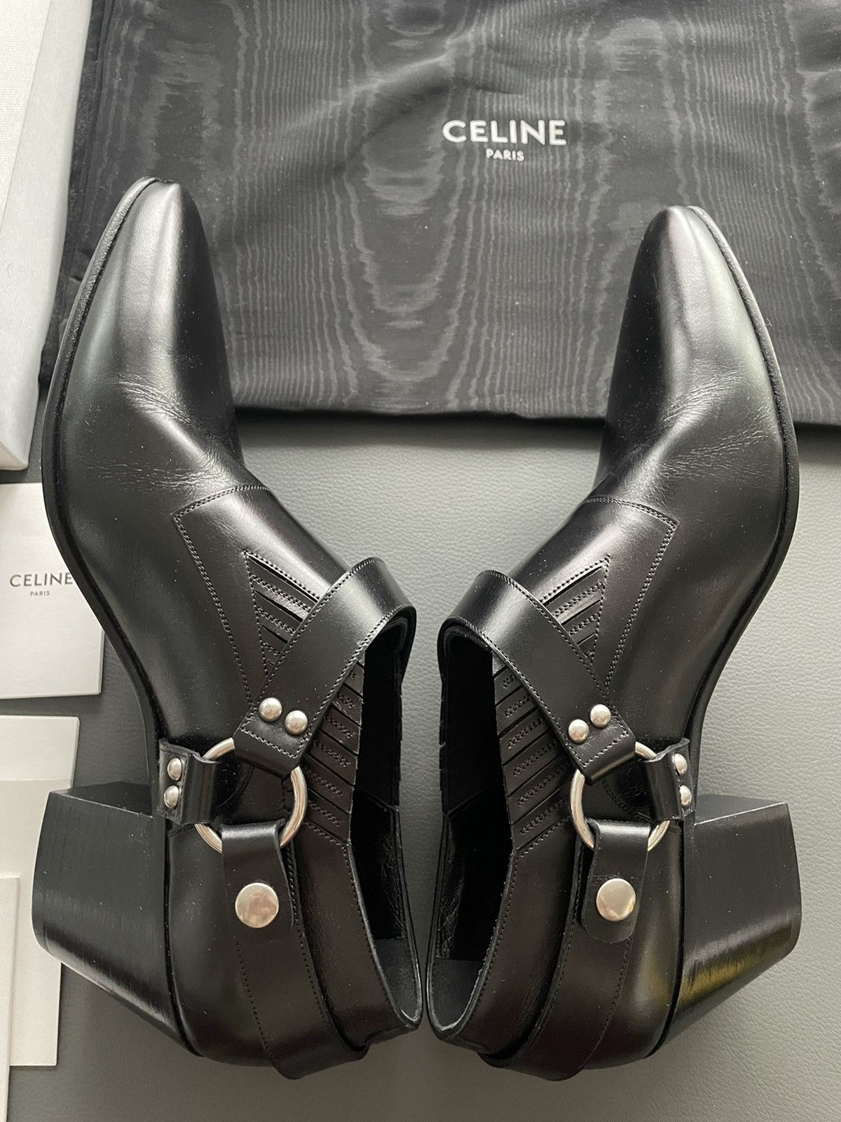 Celine × Hedi Slimane Celine Jacno Biker Boots by Hedi Slimane Super Runway Size US 9.5 / EU 42-43 - 17 Thumbnail