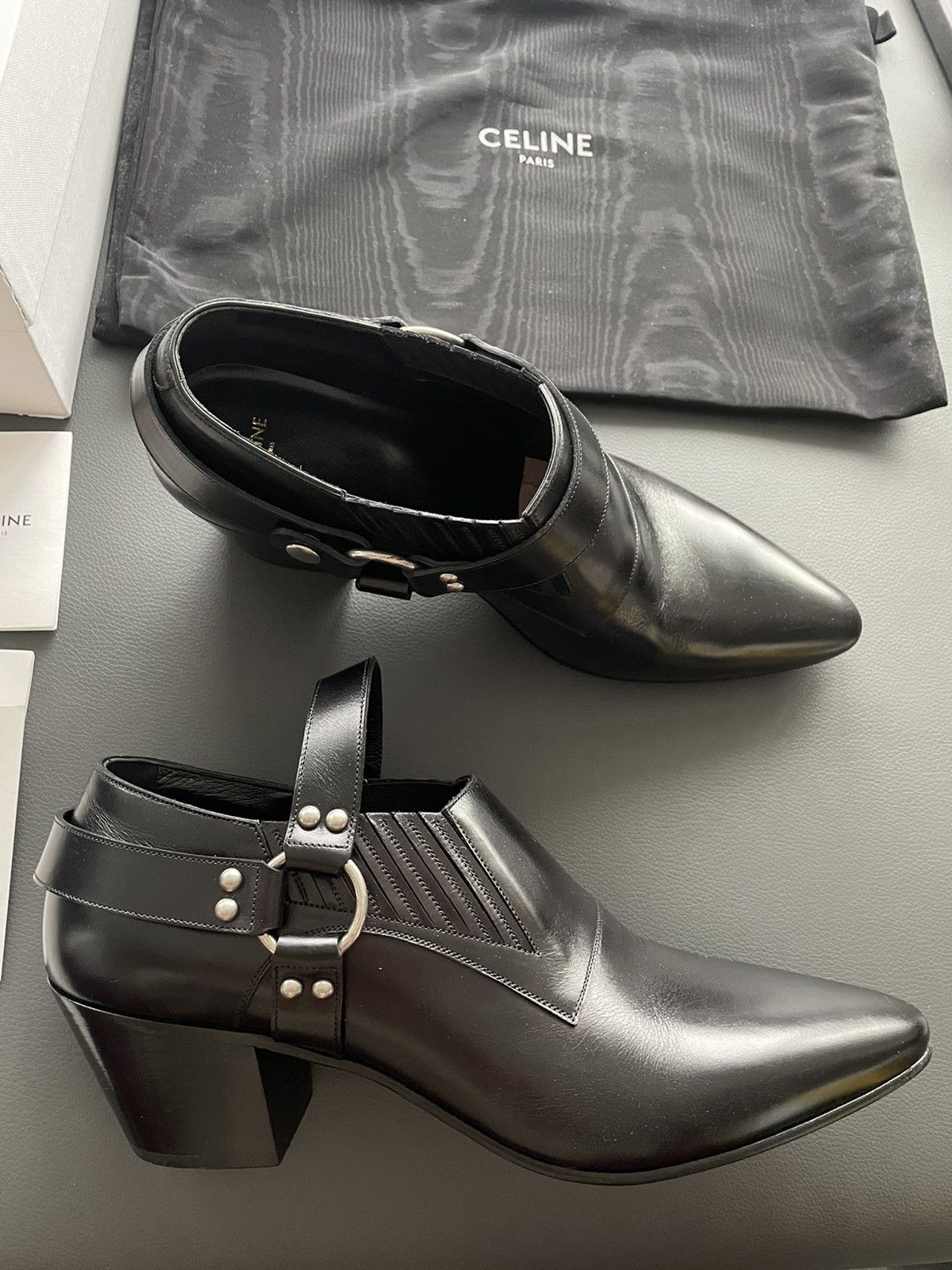 Celine × Hedi Slimane Celine Jacno Biker Boots by Hedi Slimane Super Runway Size US 9.5 / EU 42-43 - 2 Thumbnail