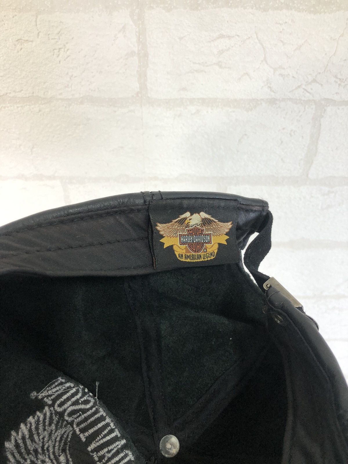 Genuine Leather × Harley Davidson × Vintage vintage Harley Davidson hat simulated leather racing embroid Size ONE SIZE - 9 Thumbnail