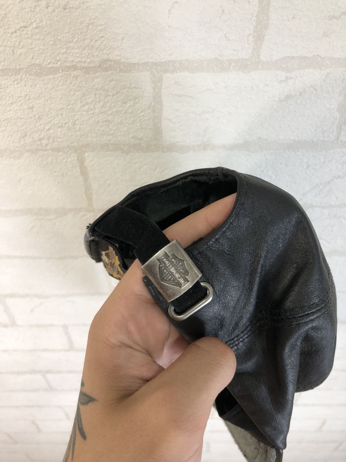 Genuine Leather × Harley Davidson × Vintage vintage Harley Davidson hat simulated leather racing embroid Size ONE SIZE - 11 Thumbnail