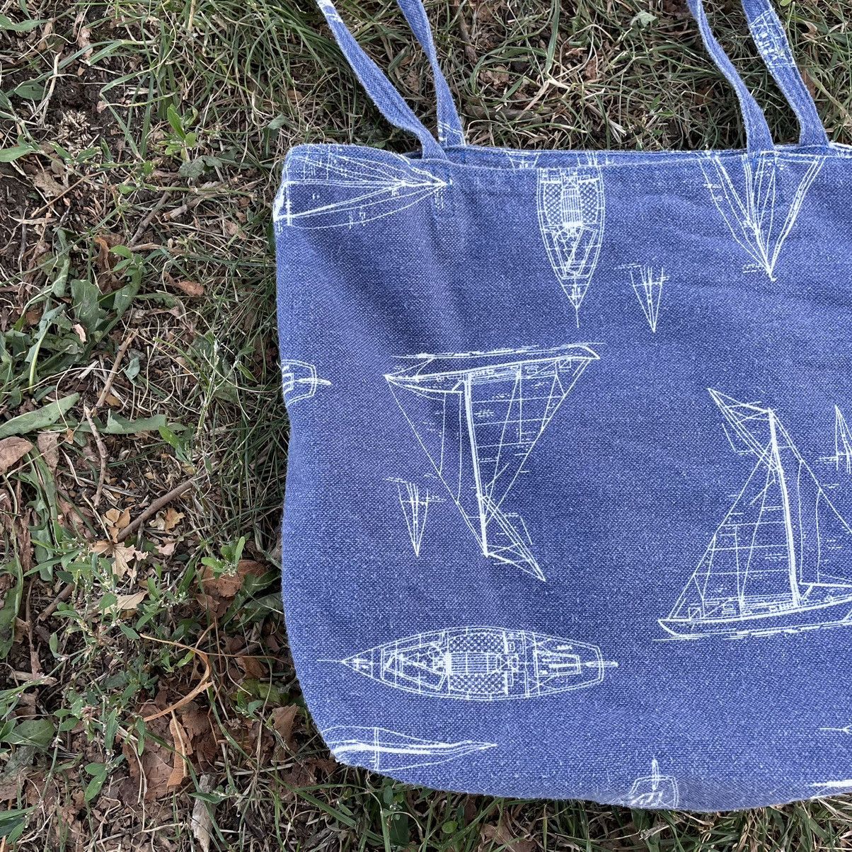 Vintage Vintage Y2K Sailboat Print Tote Bag Preppy Coastal Grunge OS Size ONE SIZE - 2 Thumbnail