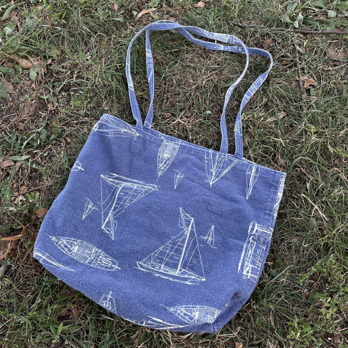 Vintage Vintage Y2K Sailboat Print Tote Bag Preppy Coastal Grunge OS Size ONE SIZE - 3 Thumbnail