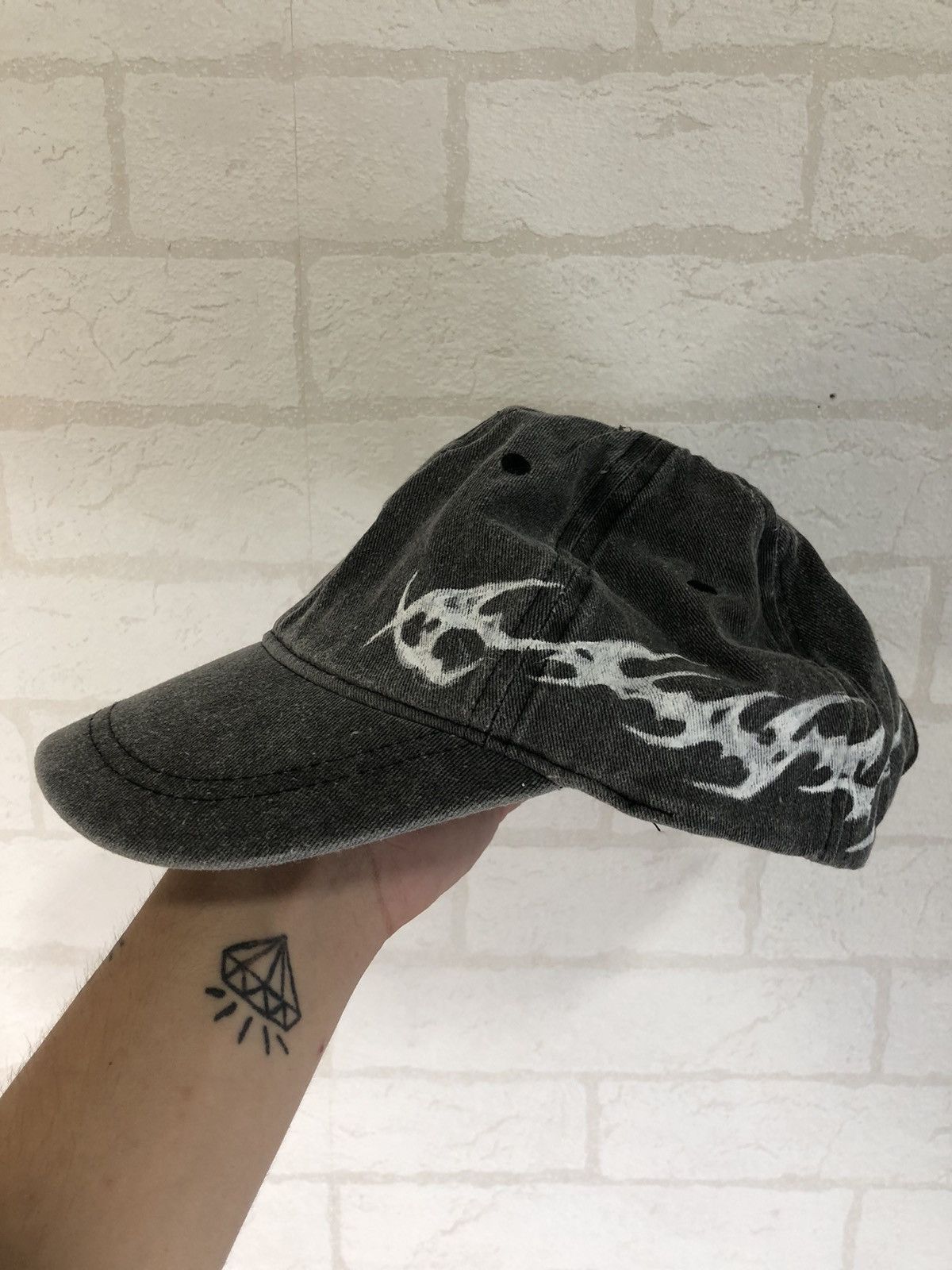 Japanese Brand × Vintage Vintage 90s Fire Baseball Cap Hat Striped Avant Gard Printed Size ONE SIZE - 1 Thumbnail