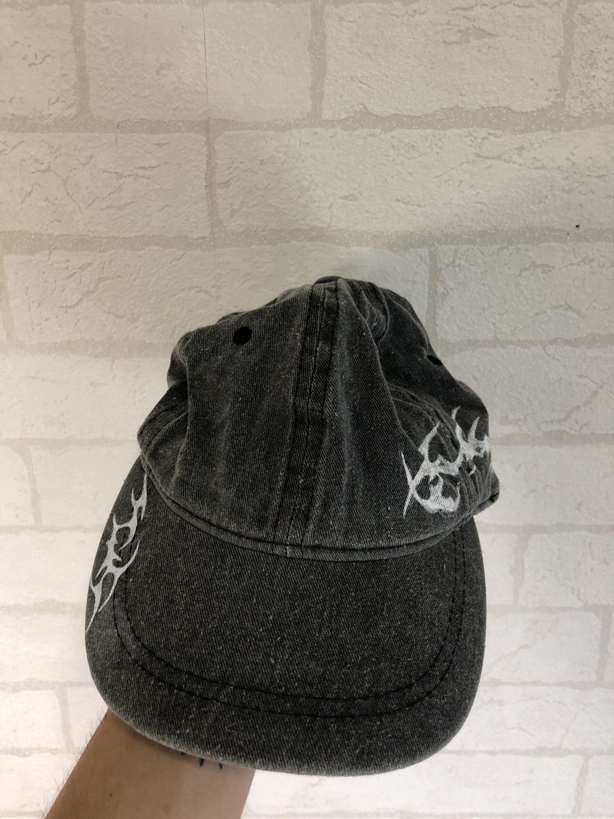 Japanese Brand × Vintage Vintage 90s Fire Baseball Cap Hat Striped Avant Gard Printed Size ONE SIZE - 3 Thumbnail