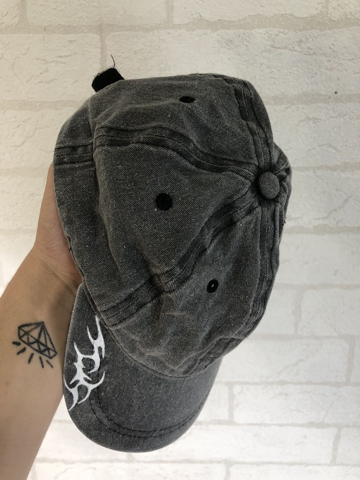 Japanese Brand × Vintage Vintage 90s Fire Baseball Cap Hat Striped Avant Gard Printed Size ONE SIZE - 5 Thumbnail
