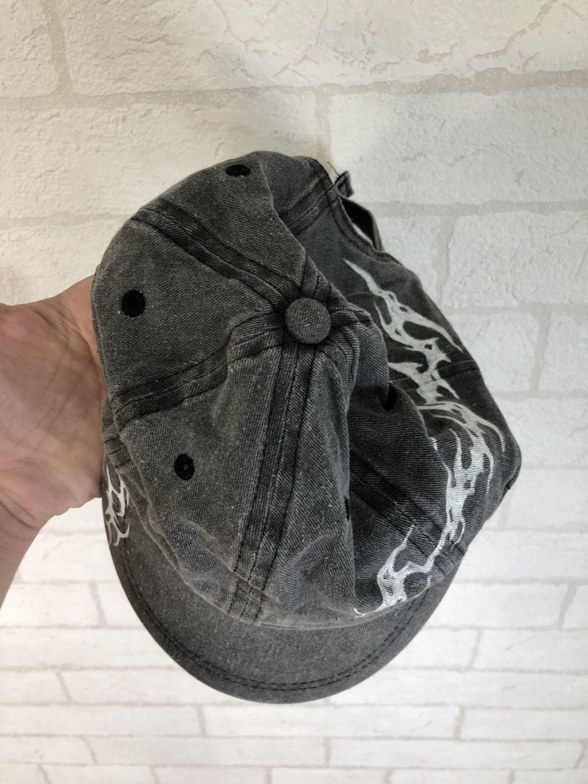 Japanese Brand × Vintage Vintage 90s Fire Baseball Cap Hat Striped Avant Gard Printed Size ONE SIZE - 9 Thumbnail