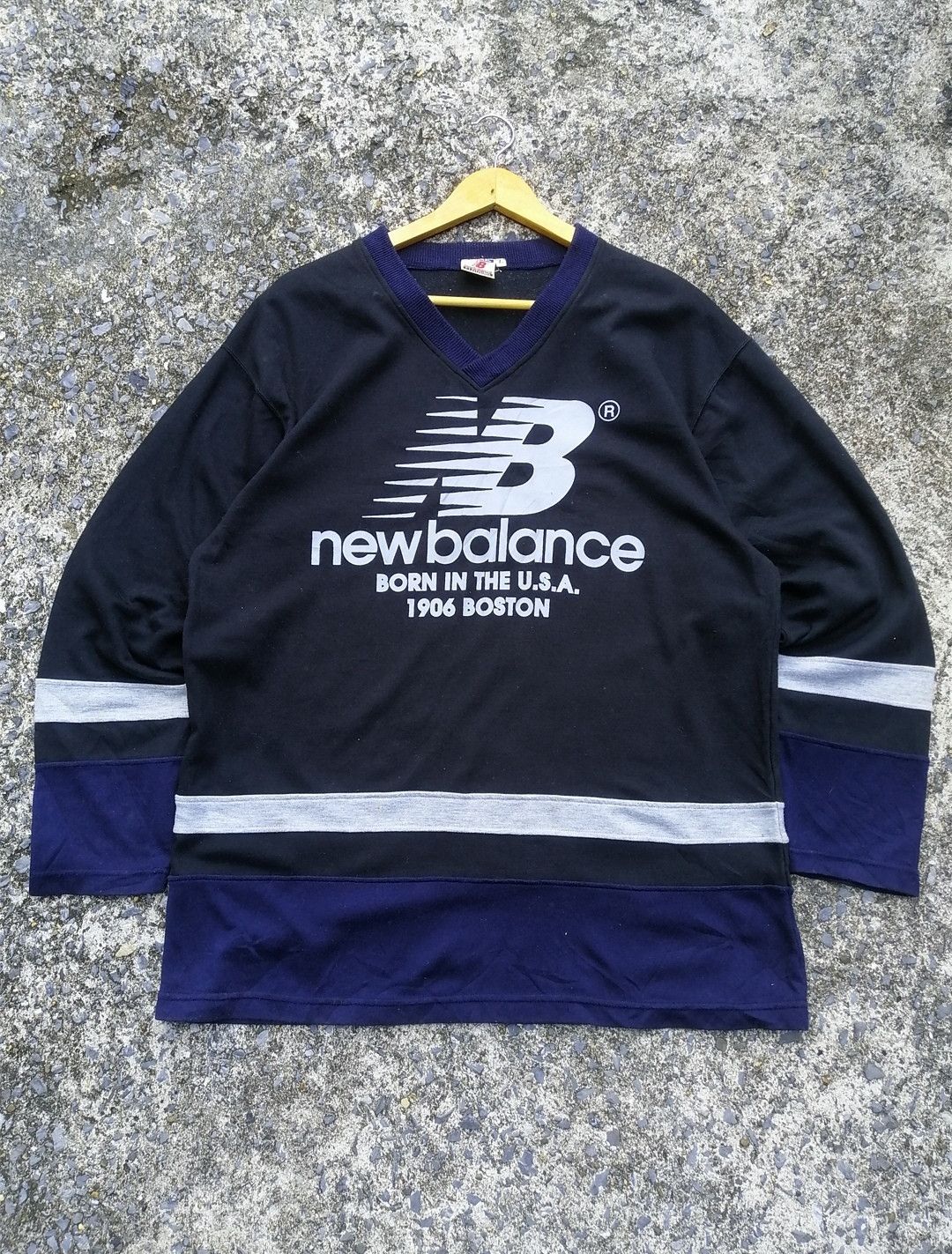 New Balance Vintage New Balance Longsleeve Stripe Shirt Size US L / EU 52-54 / 3 - 1 Thumbnail