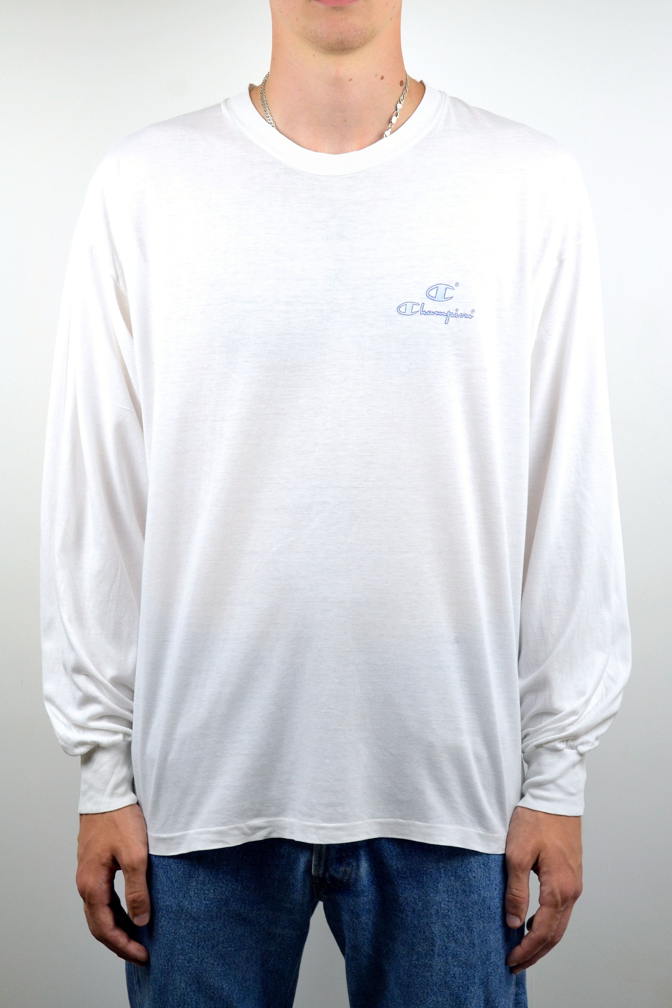 Champion × Vintage 80s Vintage Champion USA Logo White Long Sleeve T Shirt Size US XL / EU 56 / 4 - 1 Thumbnail