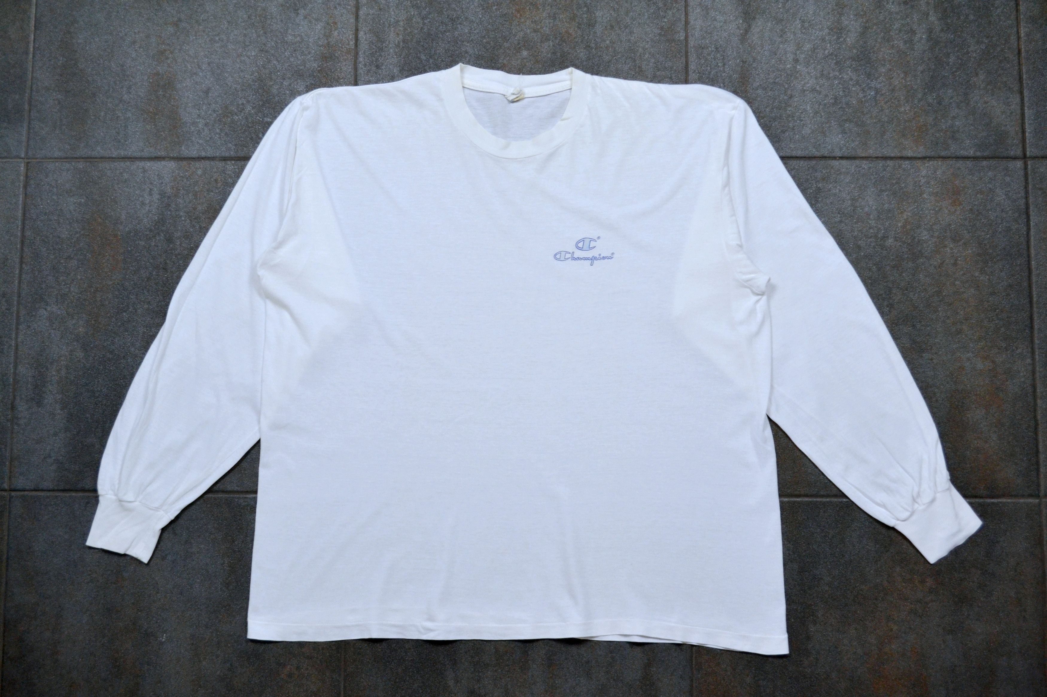 Champion × Vintage 80s Vintage Champion USA Logo White Long Sleeve T Shirt Size US XL / EU 56 / 4 - 4 Thumbnail