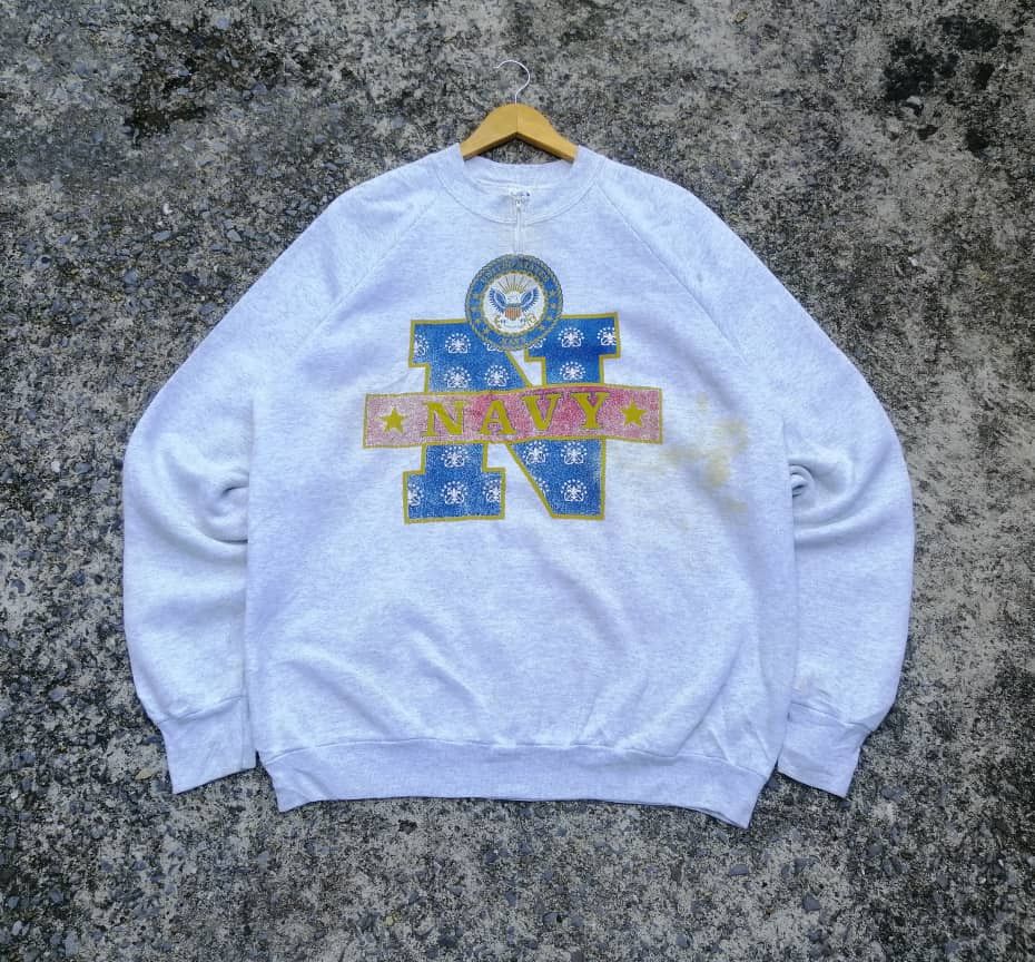 Fruit Of The Loom Vintage 90s US Navy Sweatshirt Size US M / EU 48-50 / 2 - 1 Thumbnail