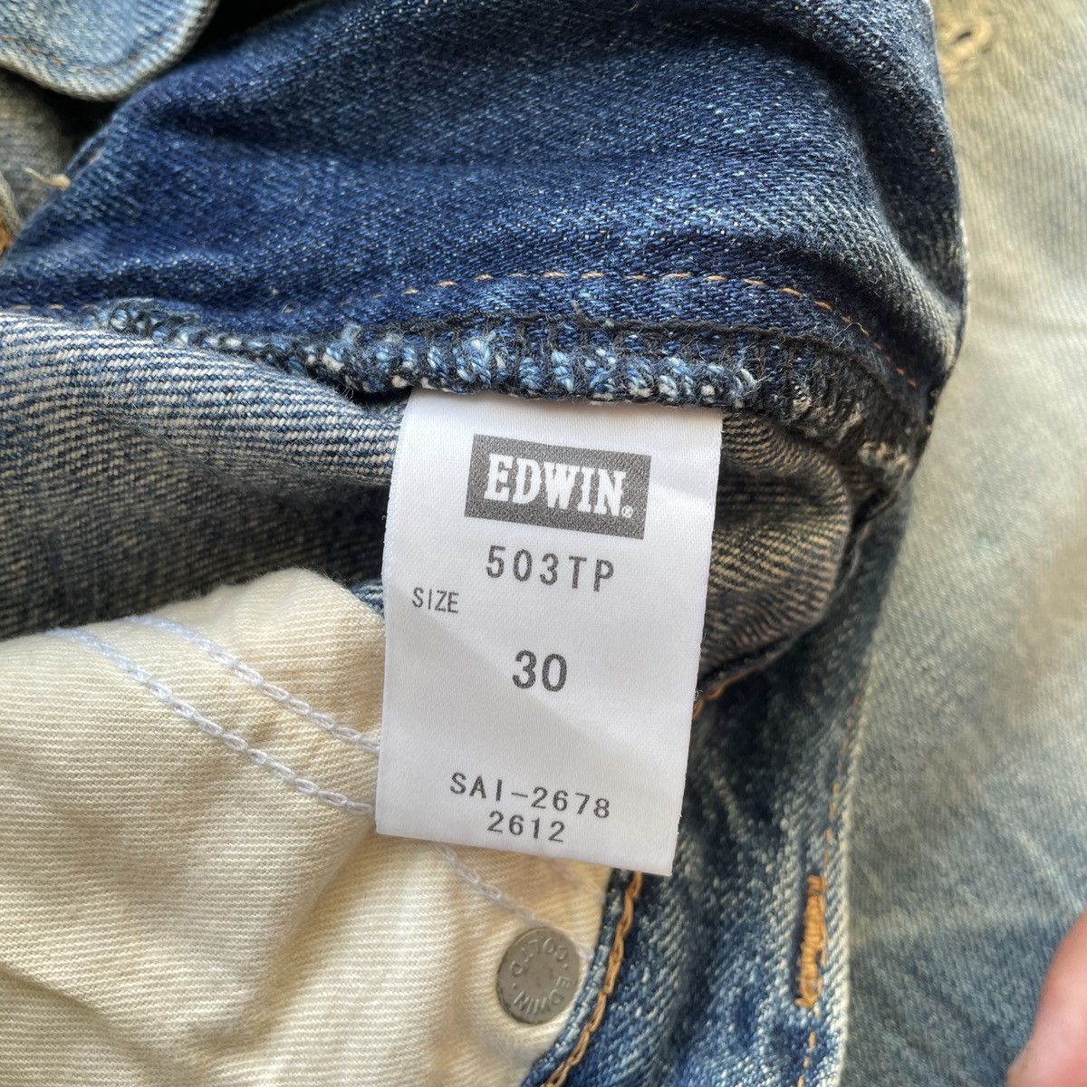 Japanese Brand Vintage THRASHED Edwin Distressed Faded Denim Jeans Pants Size US 32 / EU 48 - 8 Thumbnail