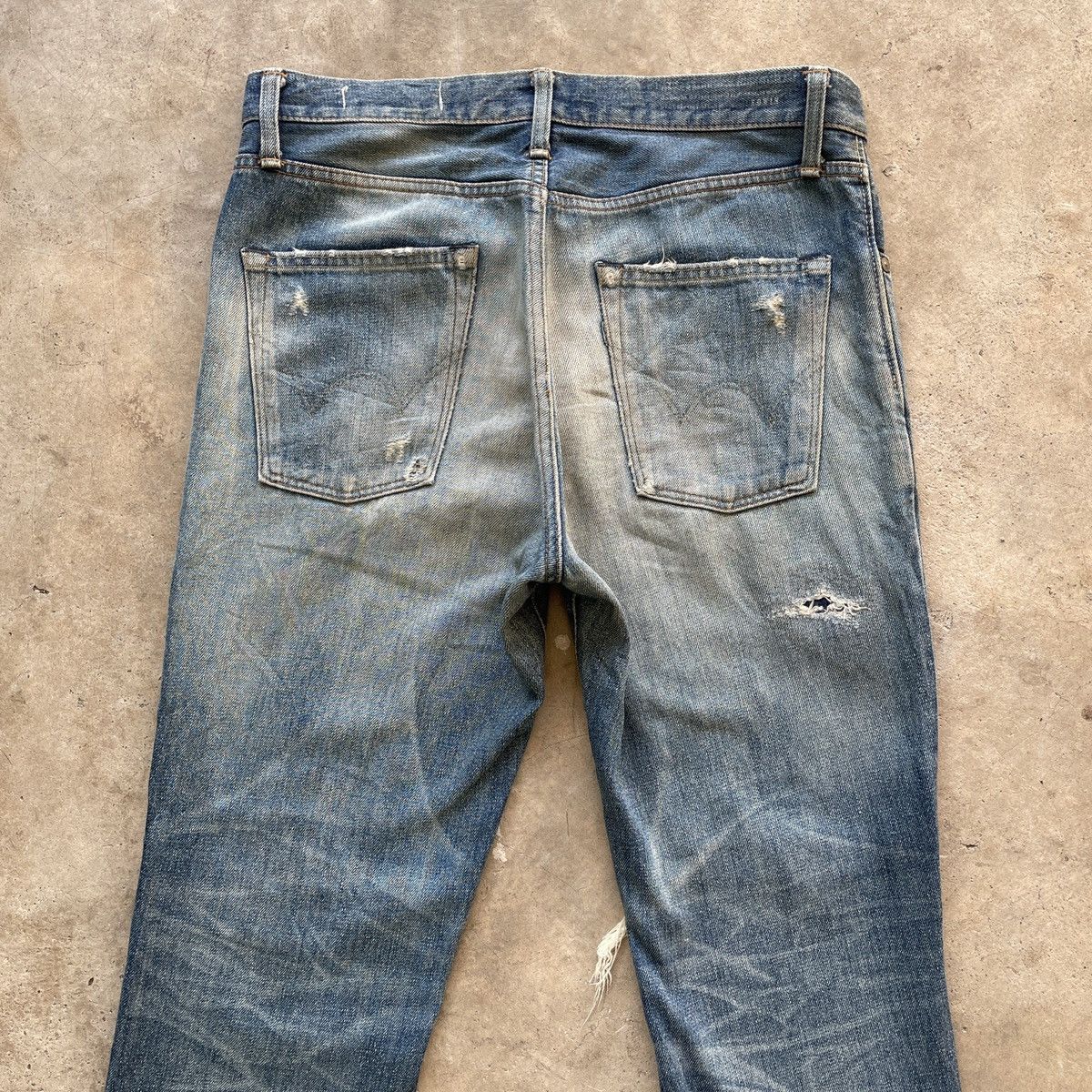 Japanese Brand Vintage THRASHED Edwin Distressed Faded Denim Jeans Pants Size US 32 / EU 48 - 10 Thumbnail