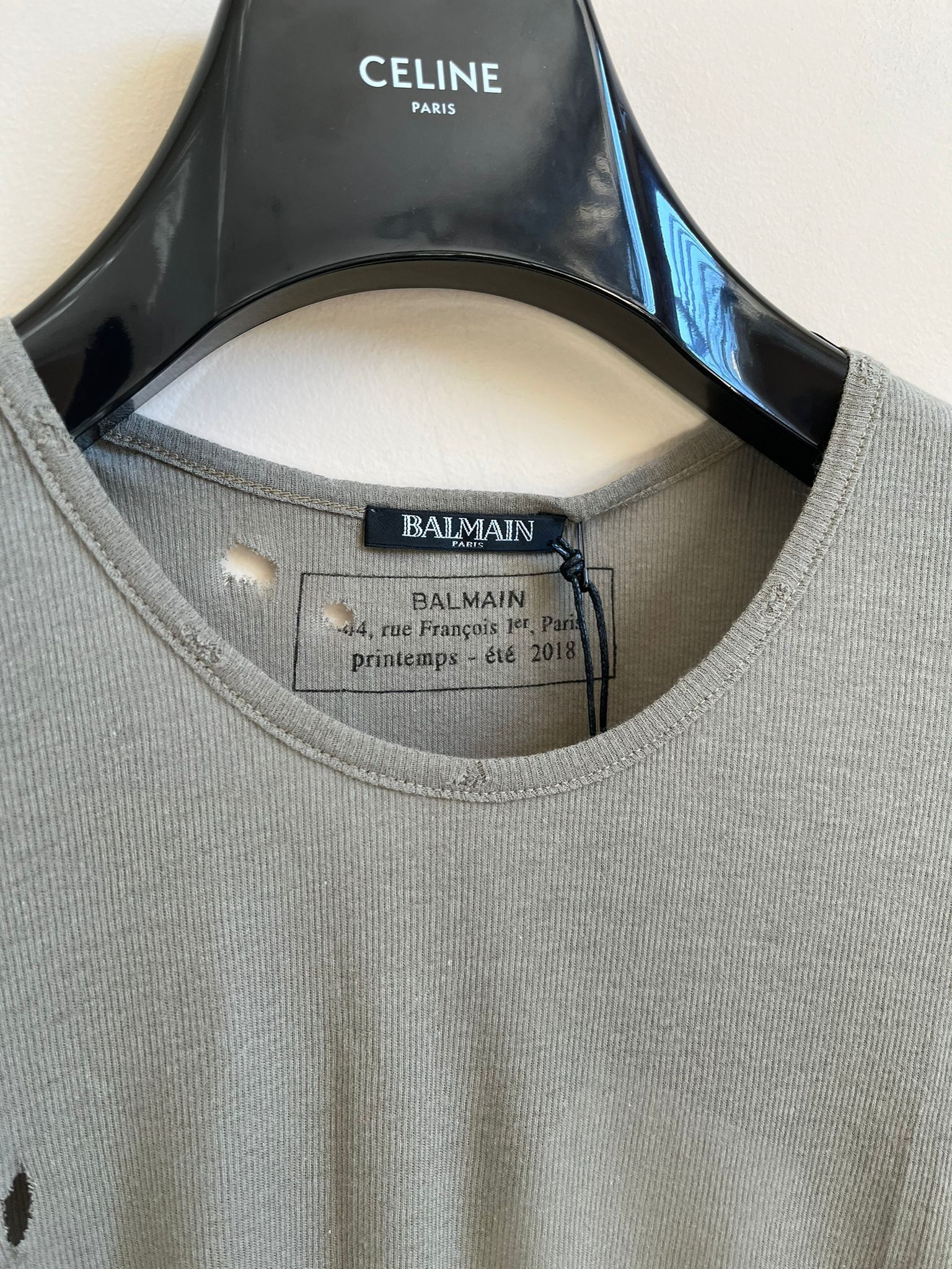 Balmain Stretchy Distressed LS Ribbed in Khaki Size US M / EU 48-50 / 2 - 7 Thumbnail