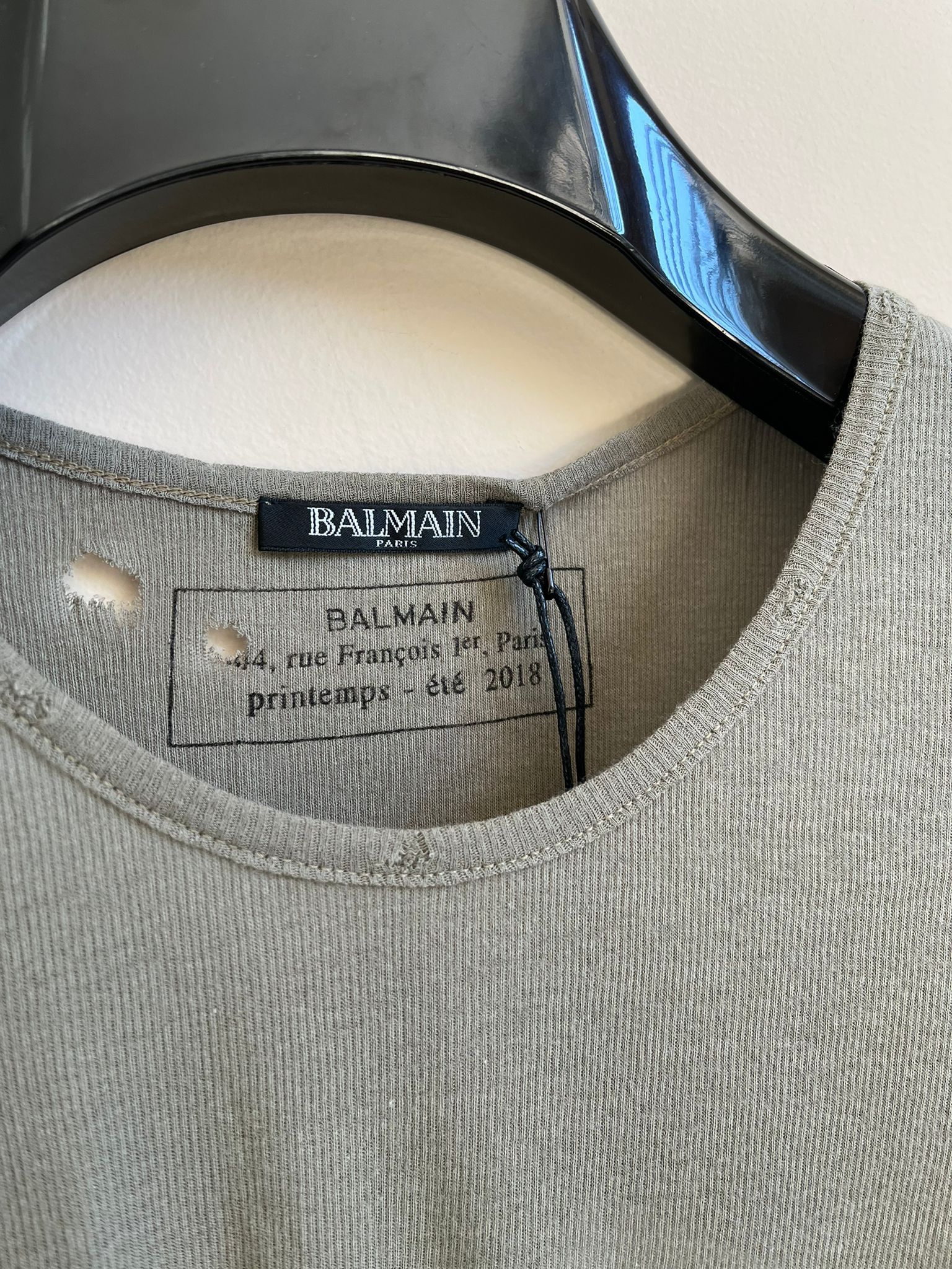 Balmain Stretchy Distressed LS Ribbed in Khaki Size US M / EU 48-50 / 2 - 6 Thumbnail