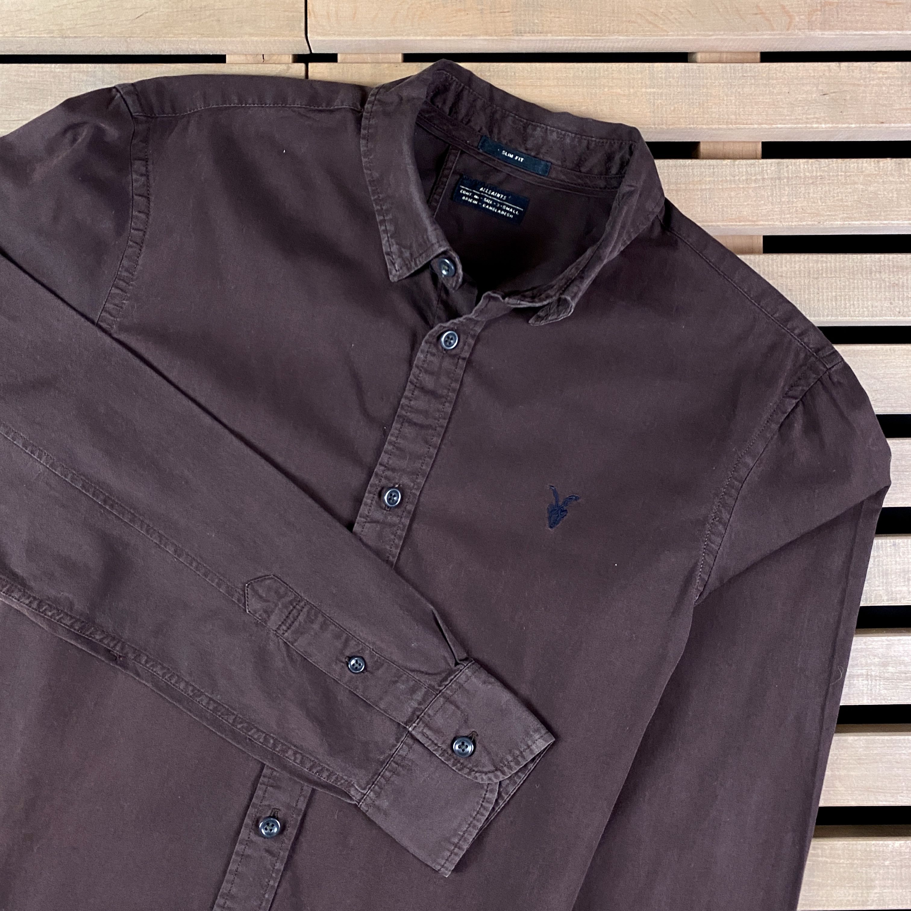 Allsaints Men’s Shirt Long Sleeve Allsaints Size XS Brown Size US XS / EU 42 / 0 - 2 Thumbnail