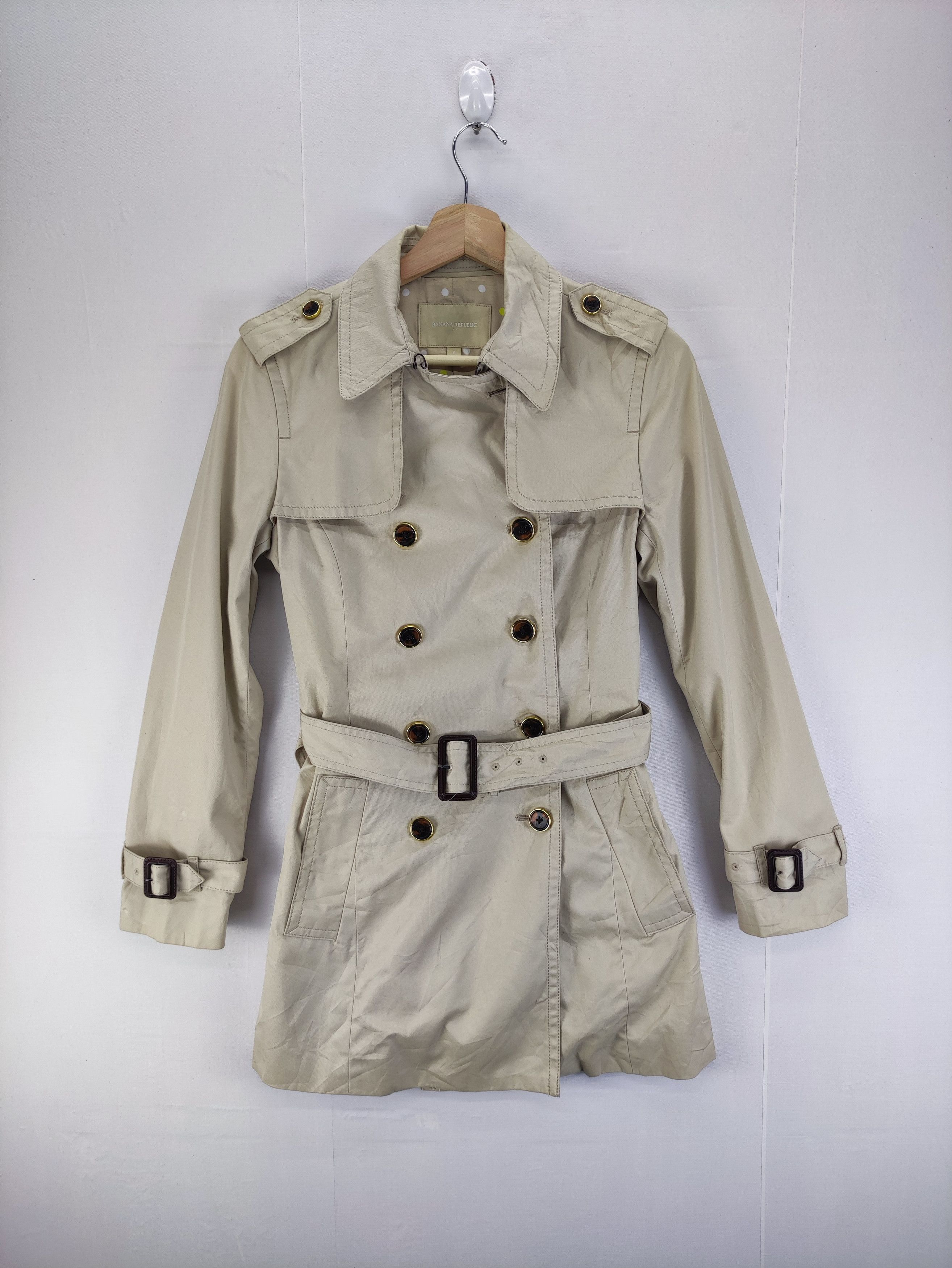 Banana Republic Vintage Banana Republic Belted Trench Coat Jacket Size XS / US 0-2 / IT 36-38 - 1 Thumbnail
