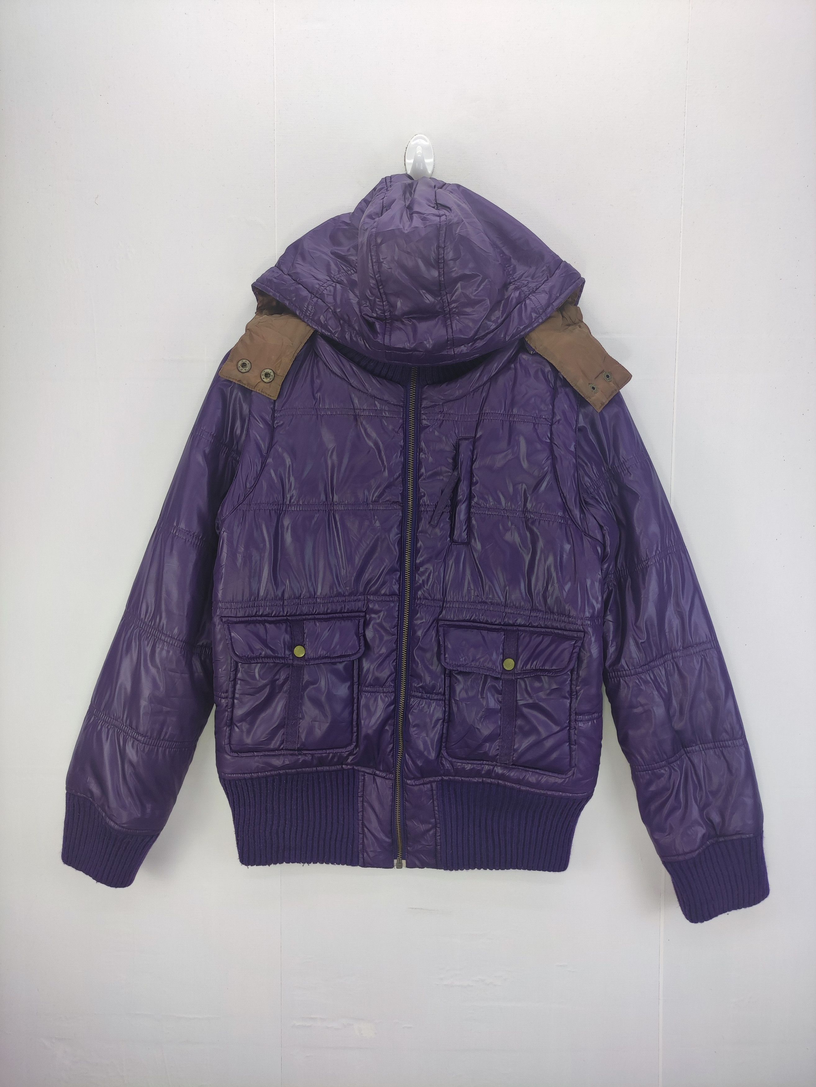 image of Vintage Puffer Jacket As Know As Pinky With Hoodie in Purple, Women's (Size Small)