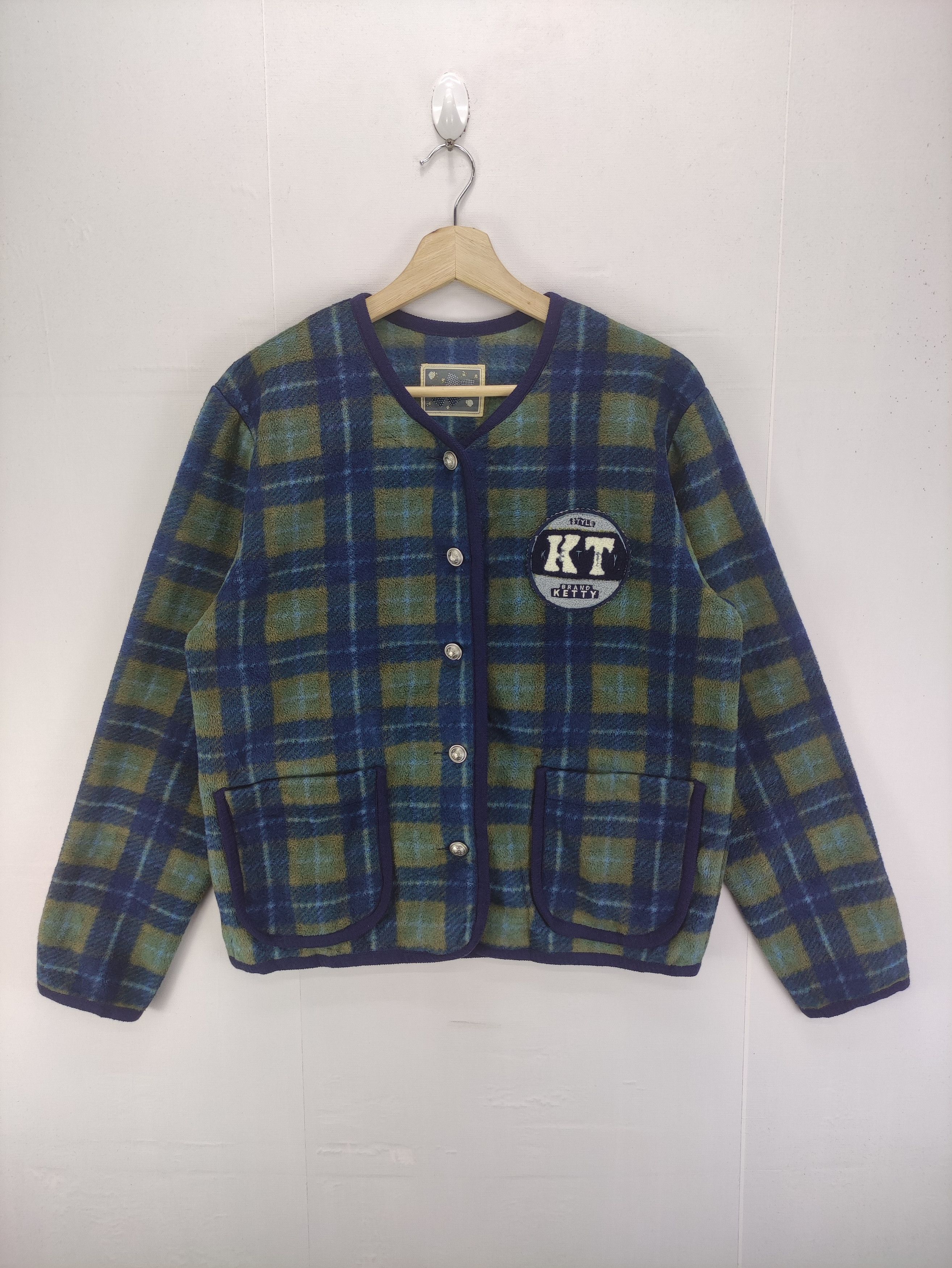 Japanese Brand Vintage Fleece Plaid Cardigan Brand Ketty Size M / US 6-8 / IT 42-44 - 1 Thumbnail