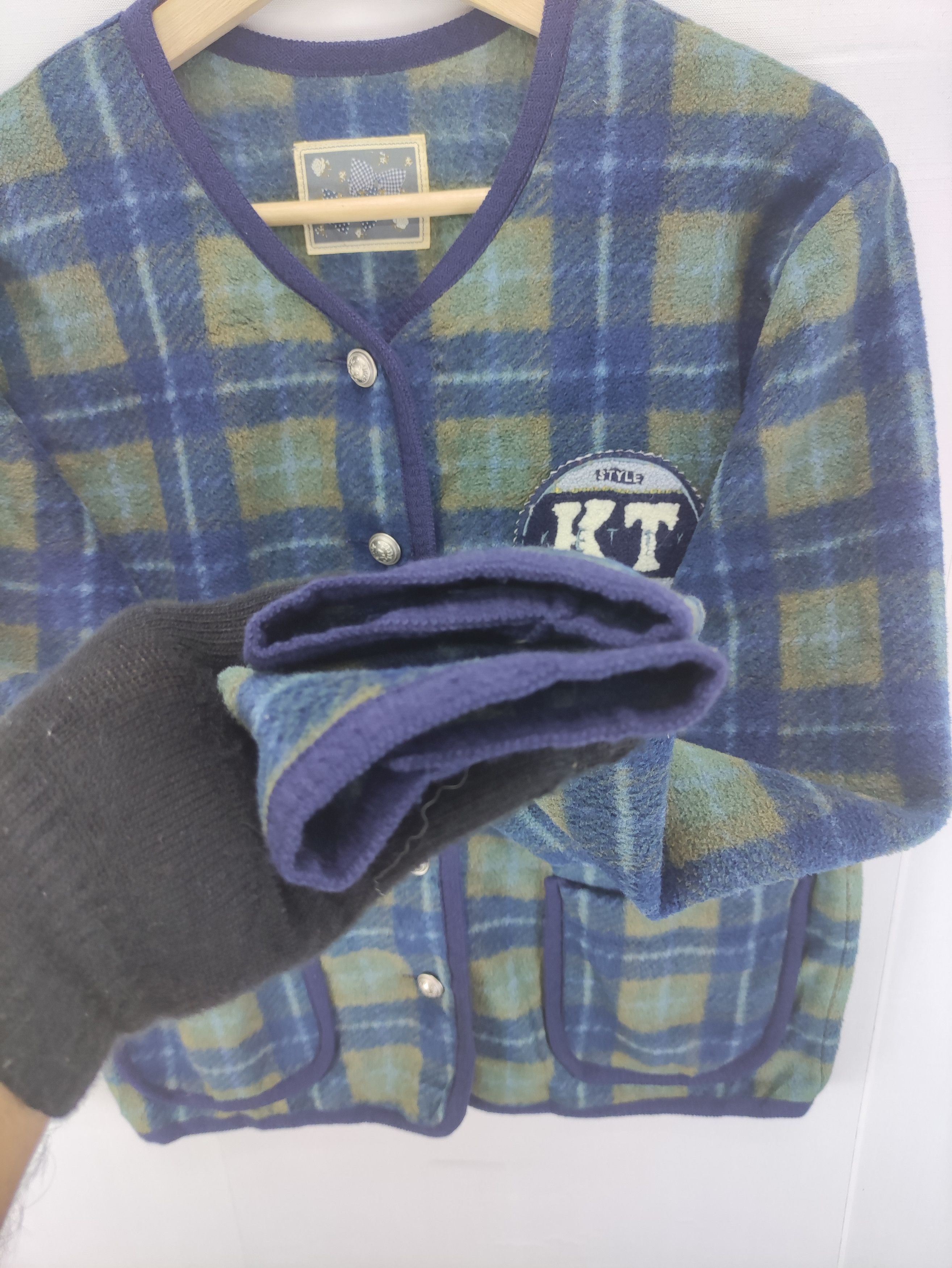 Japanese Brand Vintage Fleece Plaid Cardigan Brand Ketty Size M / US 6-8 / IT 42-44 - 2 Thumbnail