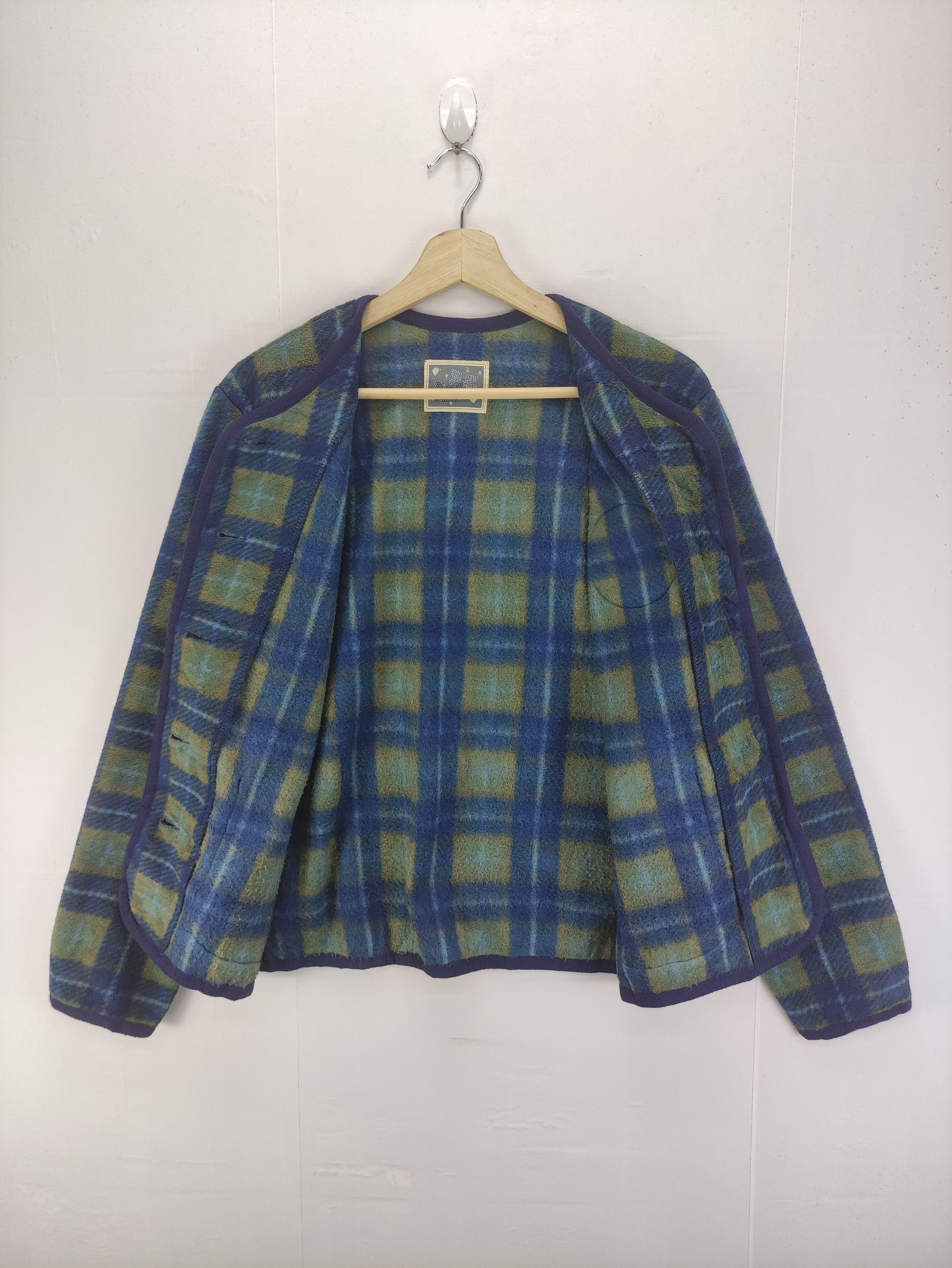 Japanese Brand Vintage Fleece Plaid Cardigan Brand Ketty Size M / US 6-8 / IT 42-44 - 5 Thumbnail