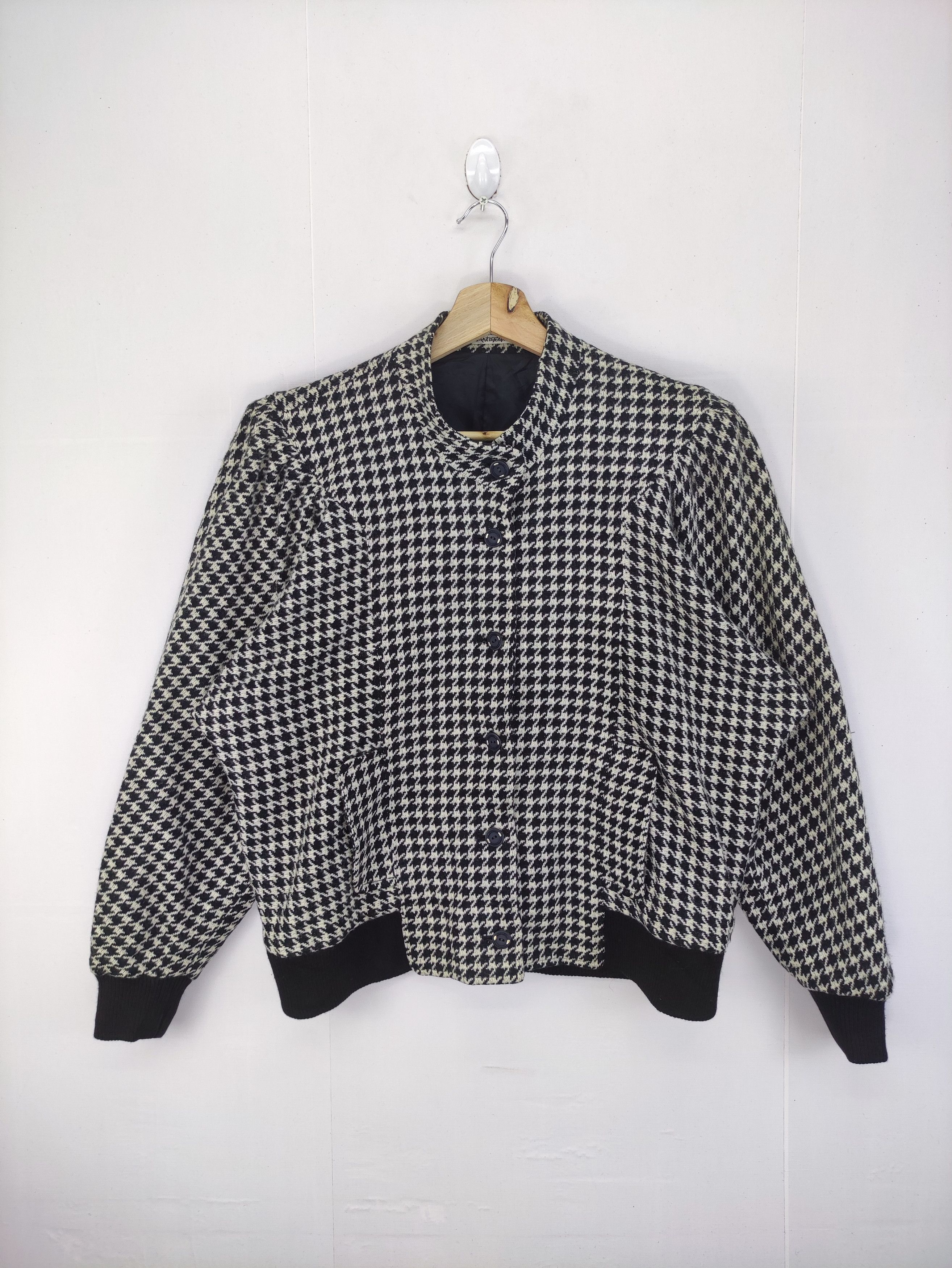 Japanese Brand Vintage Houndstooth Wool Jacket Button Up Size L / US 10 / IT 46 - 1 Thumbnail