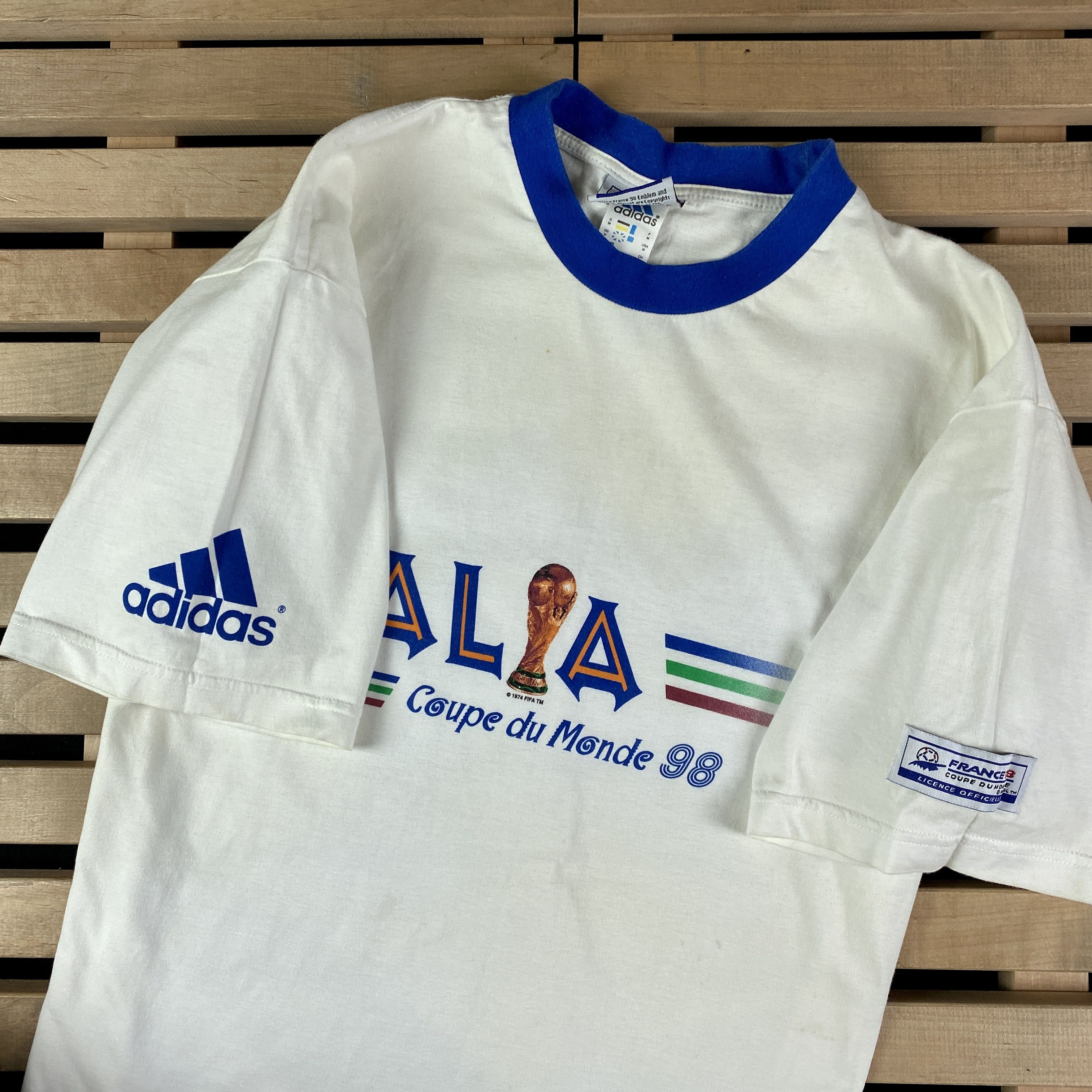 Vintage 1998 World Cup France T-Shirt Coupe De Monde Adidas Size S Size US S / EU 44-46 / 1 - 8 Thumbnail