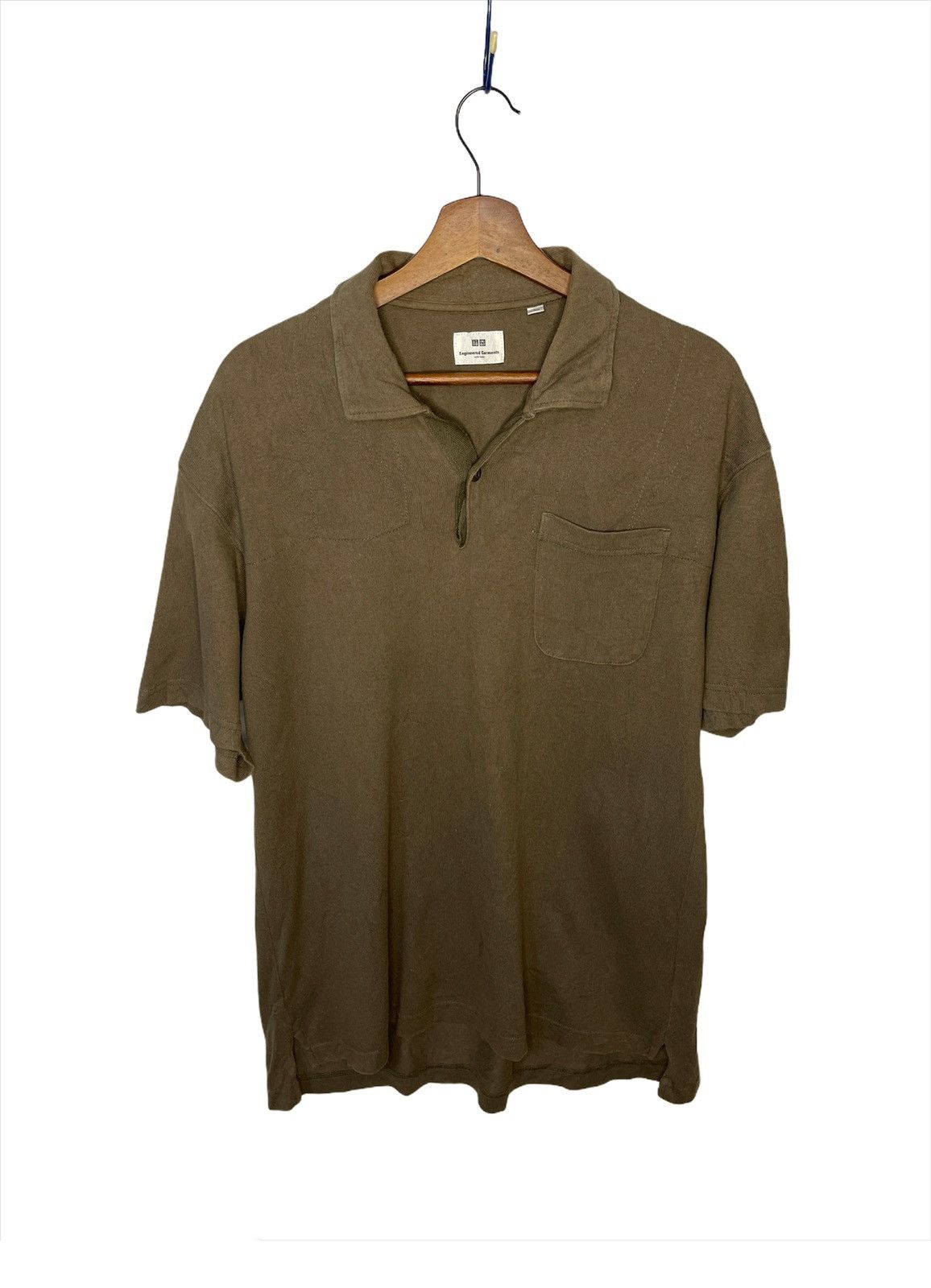 image of Engineered Garments New York X Uniqlo Polo Tshirt in Coklat, Men's (Size Large)