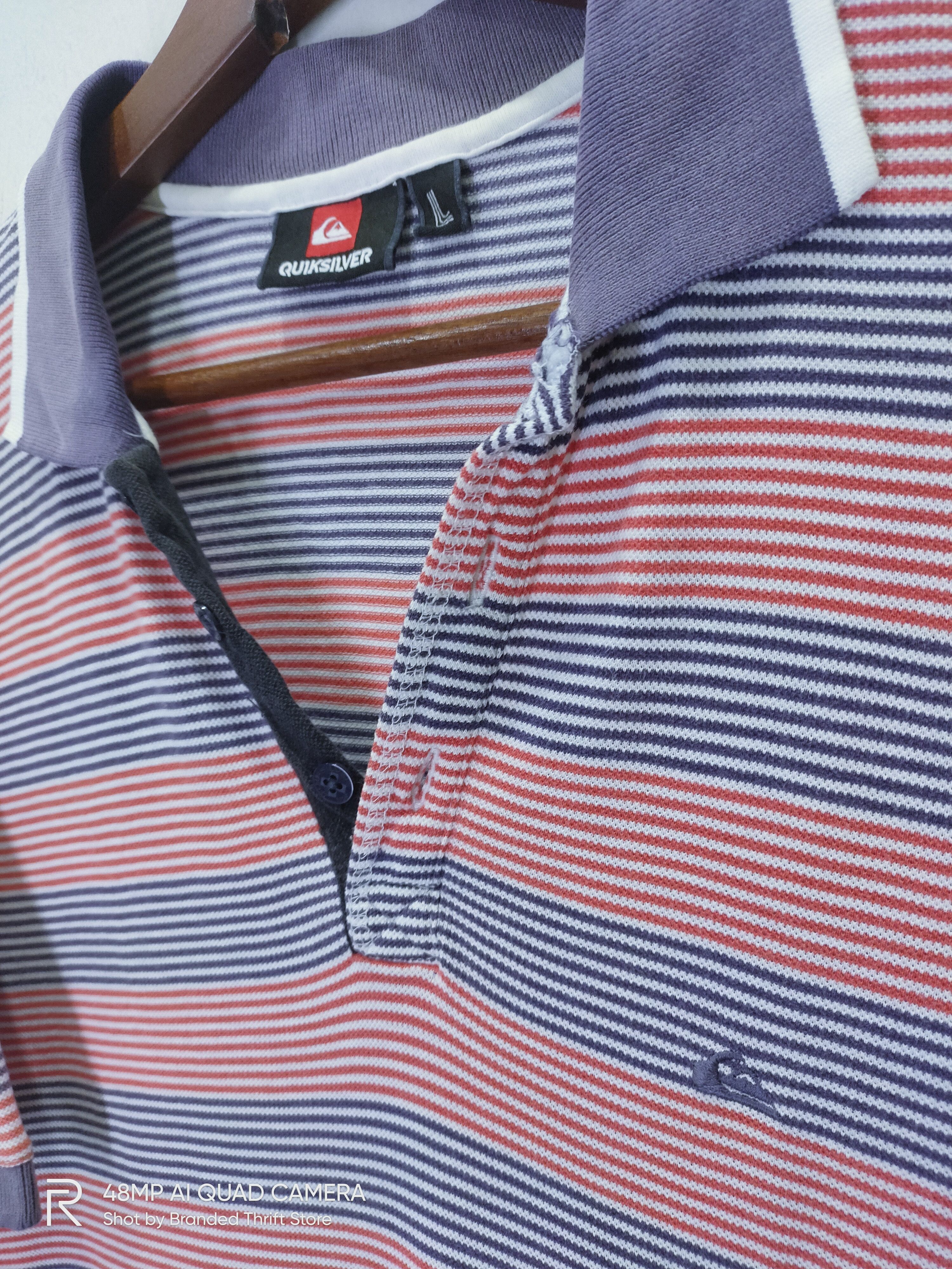 OVER THE STRiPES × Quiksilver Vintage QUIKSILVER Nice Half Button Down Striped Polo Shirt Size US L / EU 52-54 / 3 - 9 Thumbnail