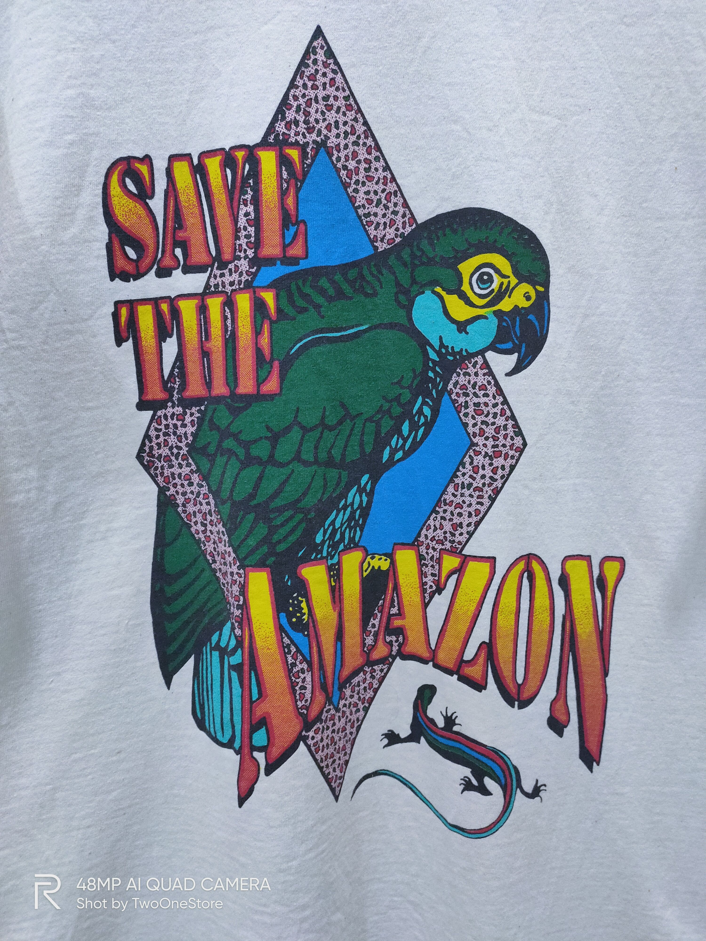 Habitat Vintage 90s SingleStitch Save The Amazon Parrot Habitat Tee Size US M / EU 48-50 / 2 - 3 Thumbnail