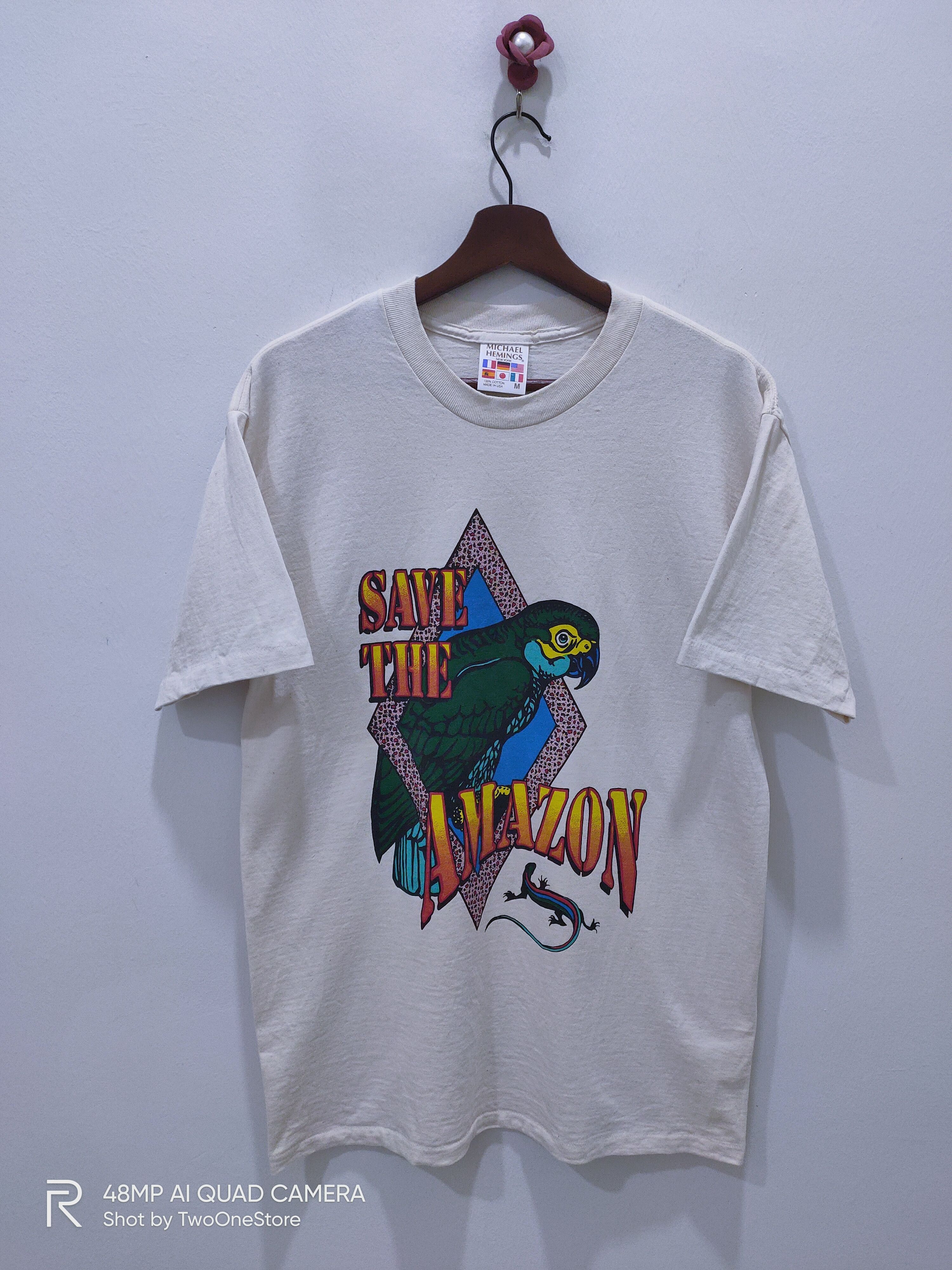 Habitat Vintage 90s SingleStitch Save The Amazon Parrot Habitat Tee Size US M / EU 48-50 / 2 - 1 Thumbnail