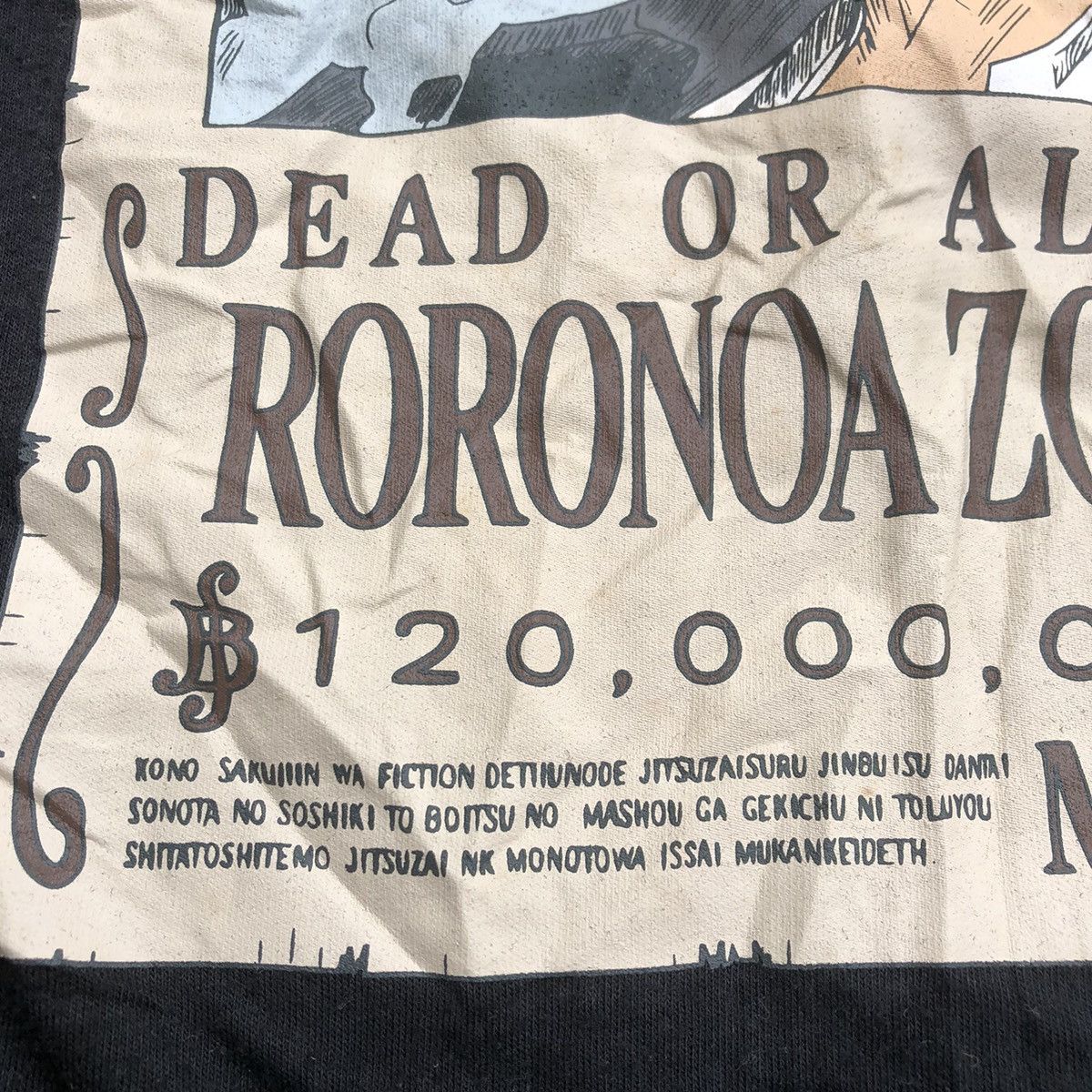 Anime × One Piece 🔥Rare🔥🇯🇵One Piece Roronoa Zoro WANTED Poster Mugiwara Pirates Size US M / EU 48-50 / 2 - 3 Thumbnail