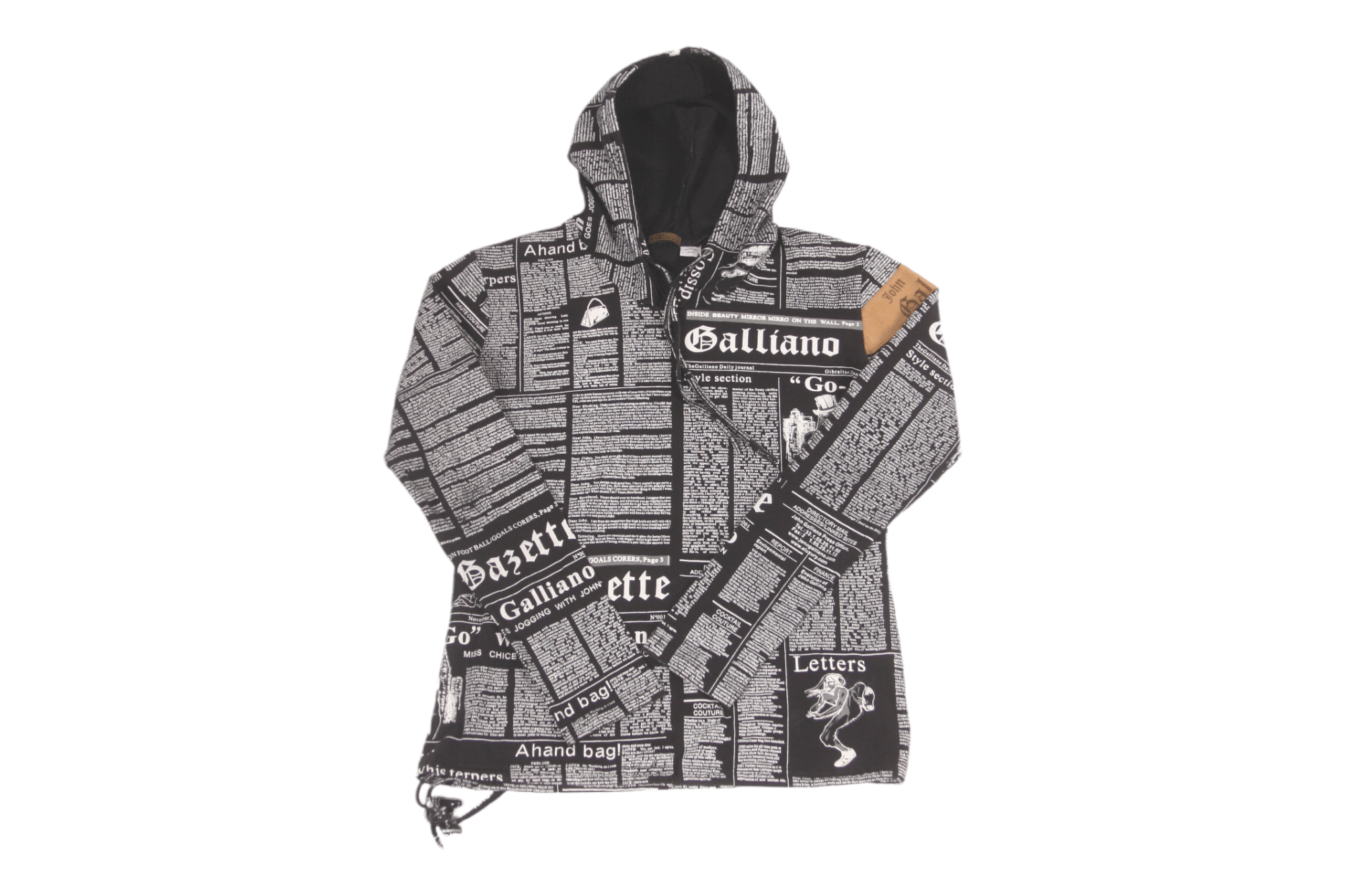 John Galliano Archive John Galliano newspaper print hoodies