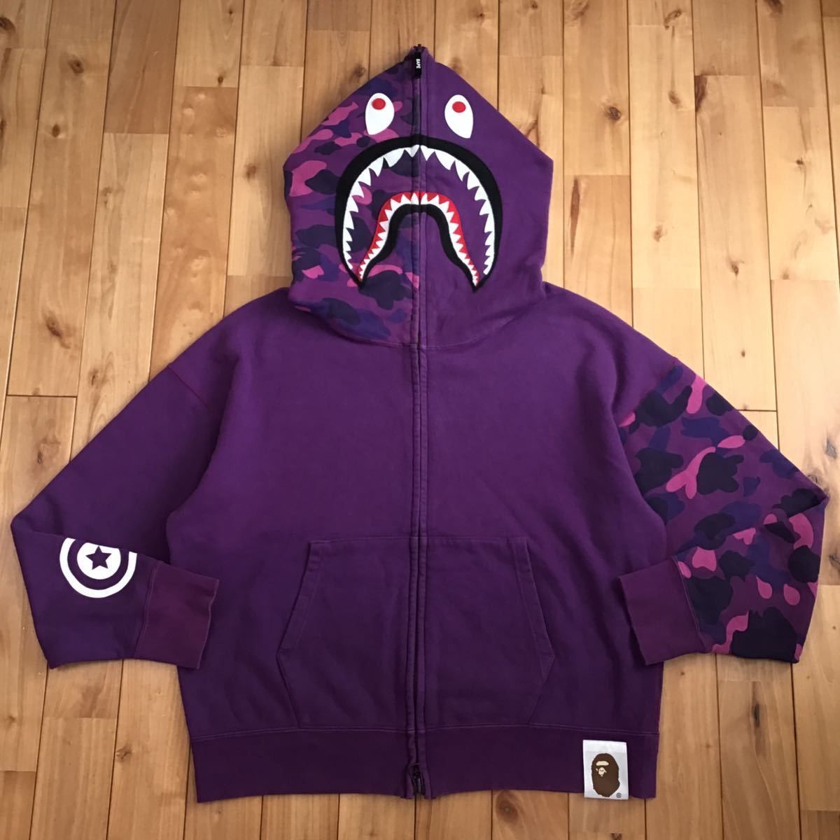 Bape BAPE Giant shark full zip hoodie purple camo a bathing ape Grailed