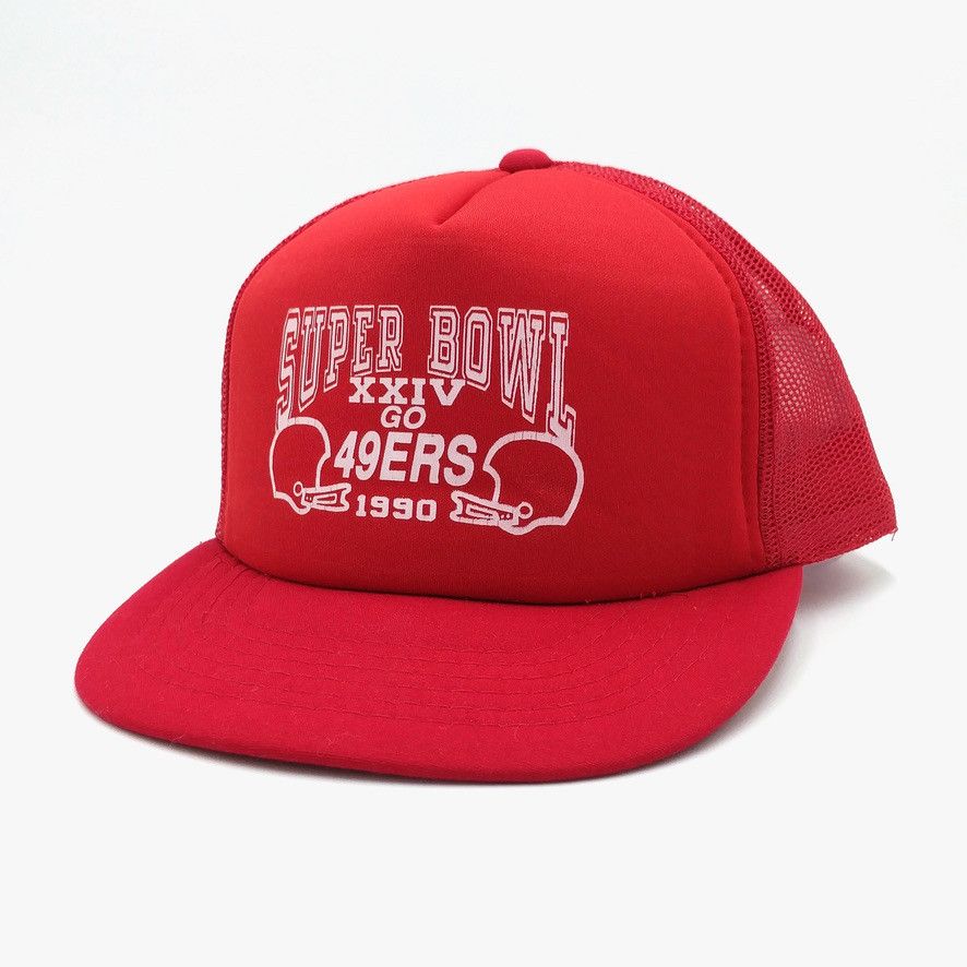 NFL × Vintage Vintage 49ers Super Bowl XXIV 1990 Snapback Trucker Hat Size ONE SIZE - 3 Thumbnail