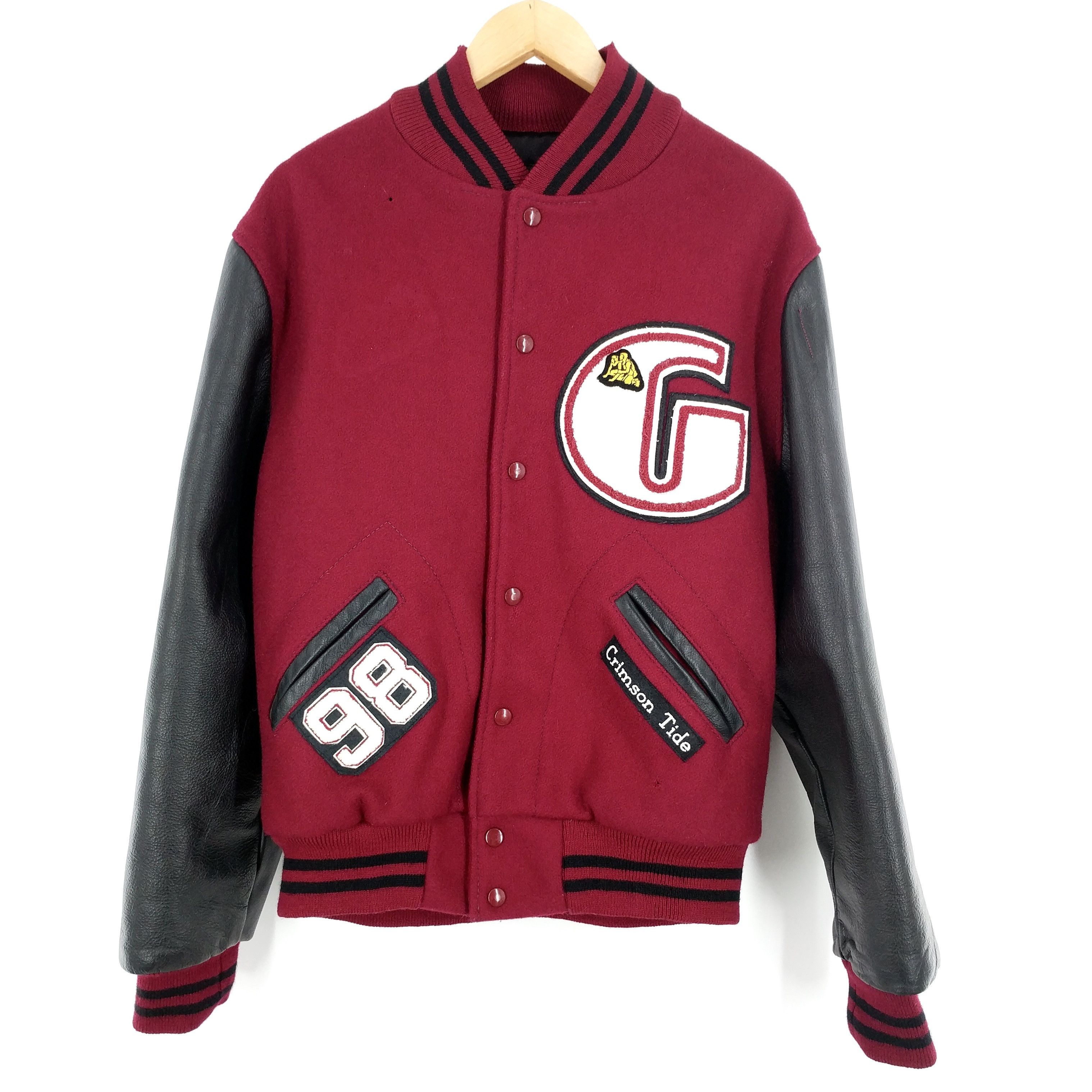 Vintage Vintage Dehen 1920 Crimson Tide Varsity Leather Wool Jacket Size US M / EU 48-50 / 2 - 2 Thumbnail