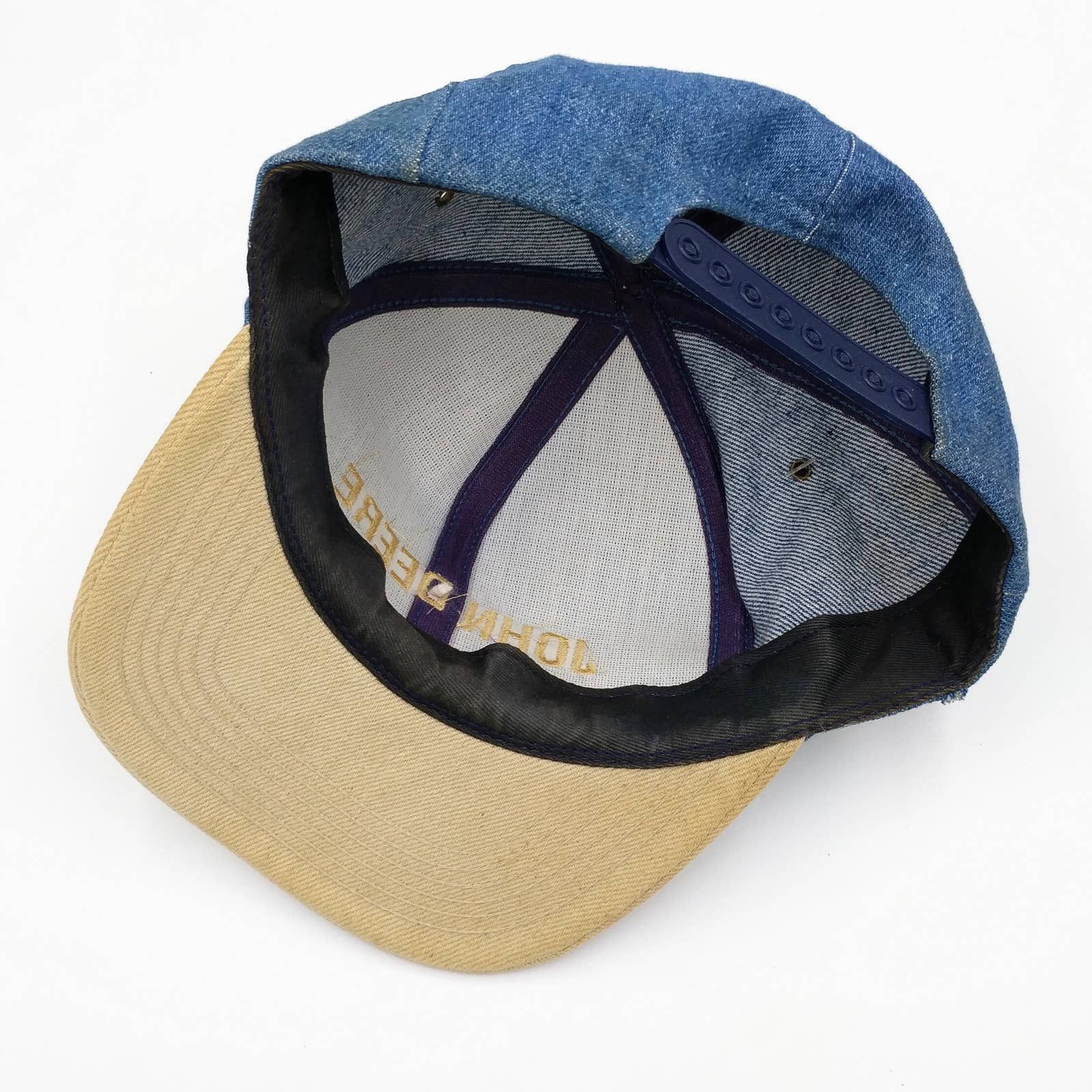 Vintage JOHN DEERE Denim Snapback Trucker Hat K-PRODUCT NEW