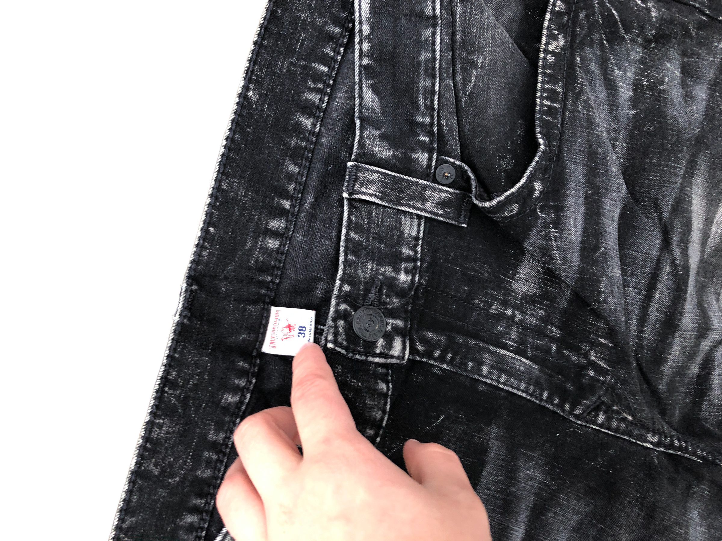 True Religion × Vintage RARE True Religion Jeans Shorts Size 38 MOTO Black T Gray Size US 38 / EU 54 - 8 Thumbnail