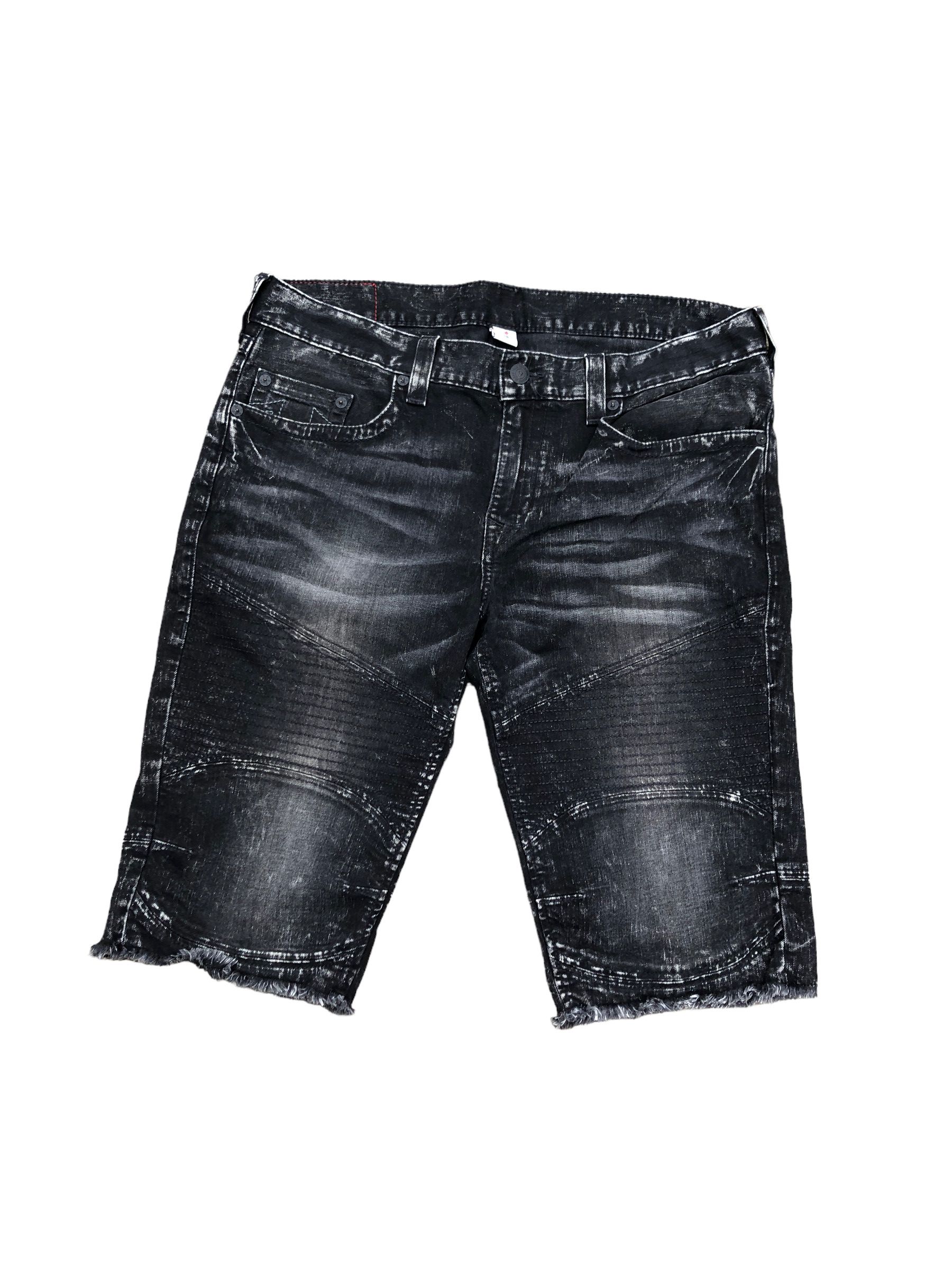 True Religion × Vintage RARE True Religion Jeans Shorts Size 38 MOTO Black T Gray Size US 38 / EU 54 - 3 Thumbnail