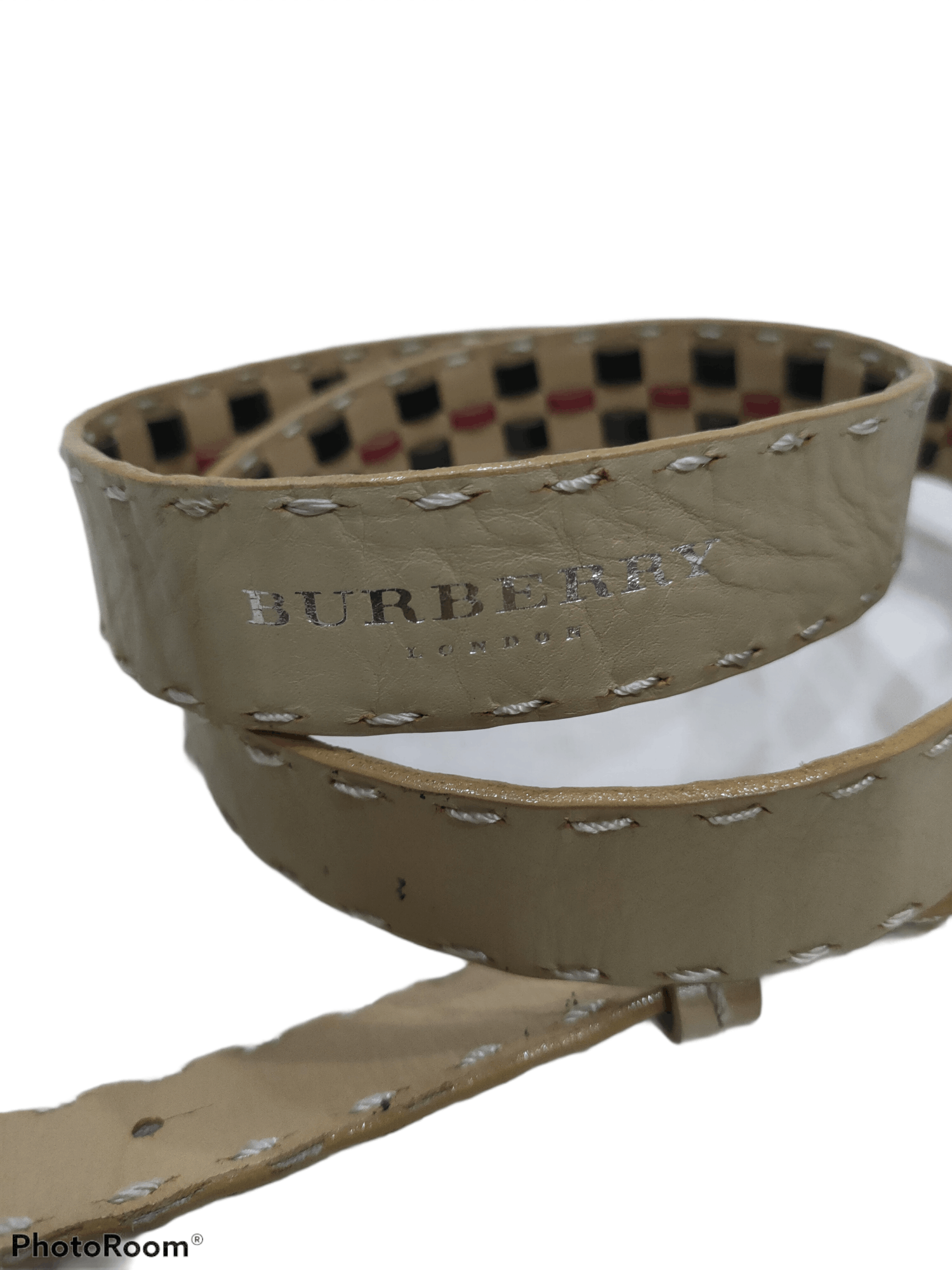 Burberry BURBERRY LONDON LEATHER EMBROIDERED BELT 35-37 Size 36 - 4 Thumbnail