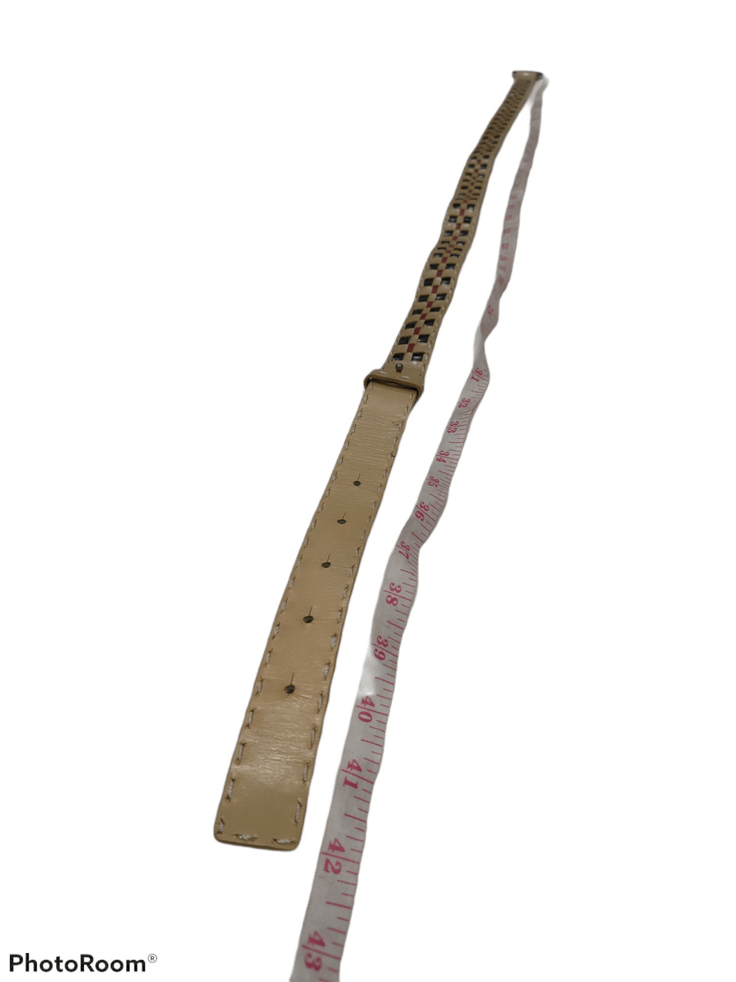 Burberry BURBERRY LONDON LEATHER EMBROIDERED BELT 35-37 Size 36 - 3 Thumbnail