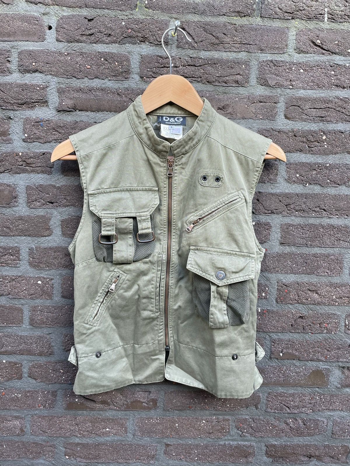 image of Dolce Gabbana Fw03 Tactical Cargo Utility Military Vest in Army Green, Men's (Size Small)
