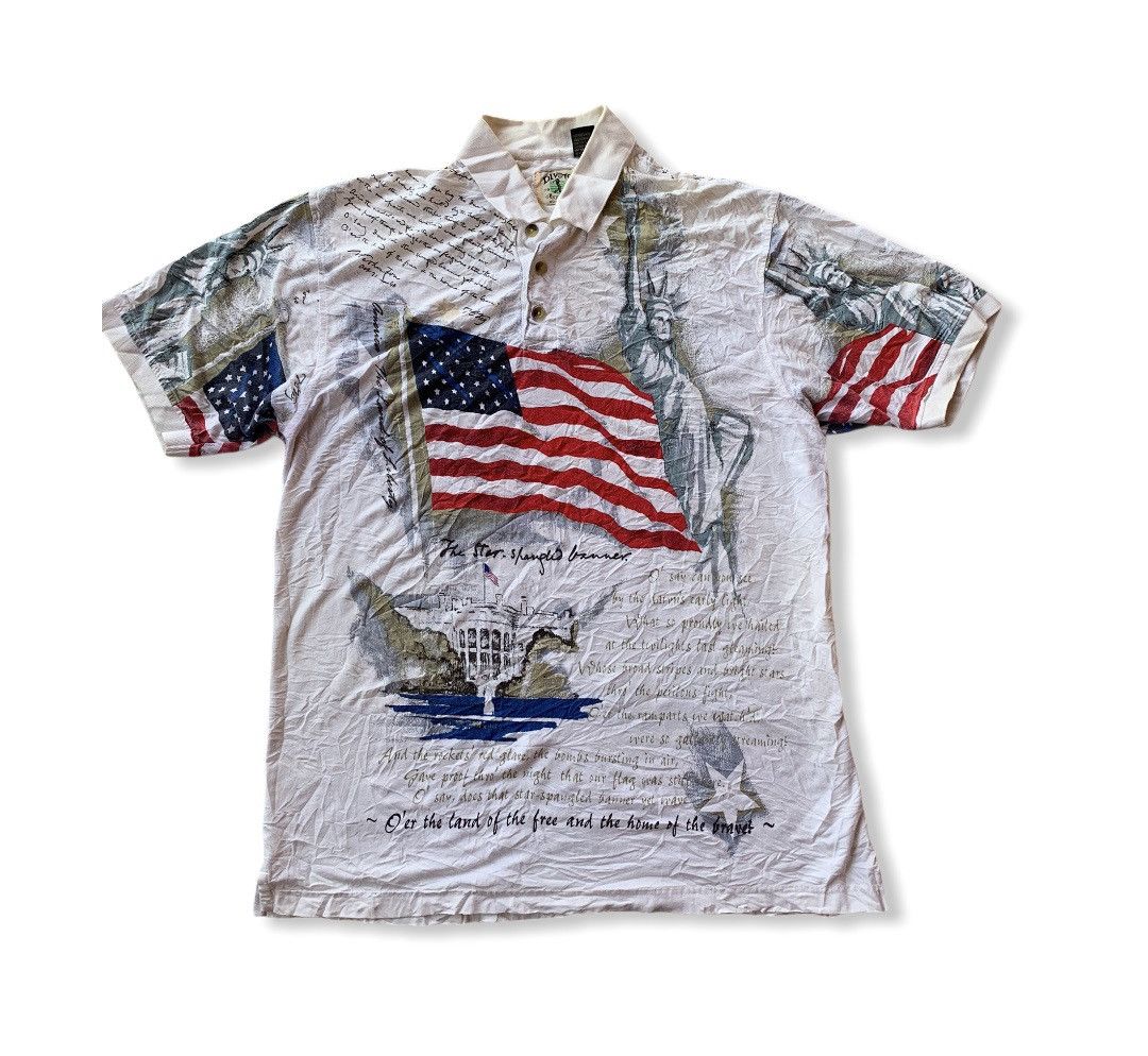 Vintage Vintage Divots America Statue Of Liberty Full Print Tshirt Size US XL / EU 56 / 4 - 2 Thumbnail
