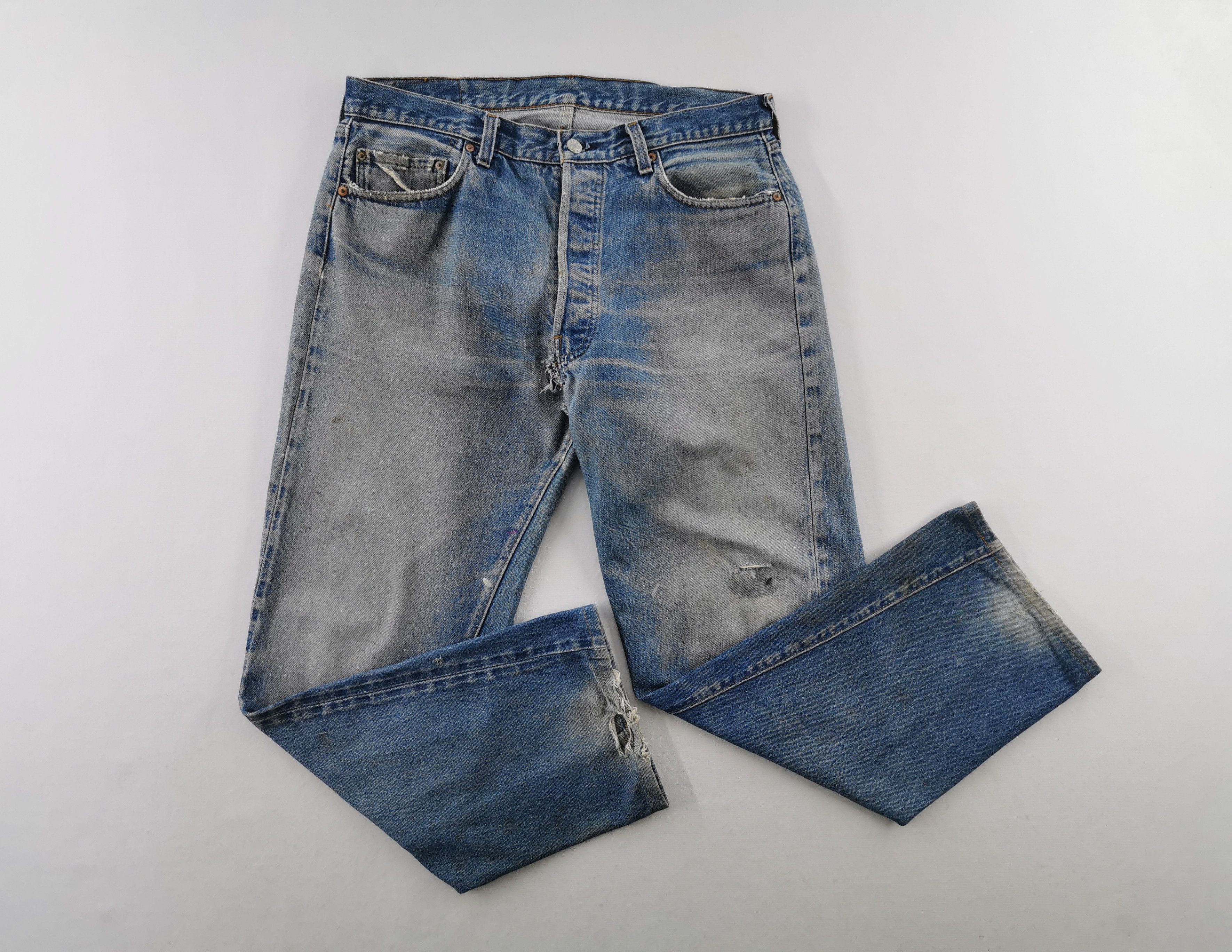 Levi's Distressed Levis Lot 501 Rindem Made In USA Size 35/36x35 Size US 35 - 5 Thumbnail