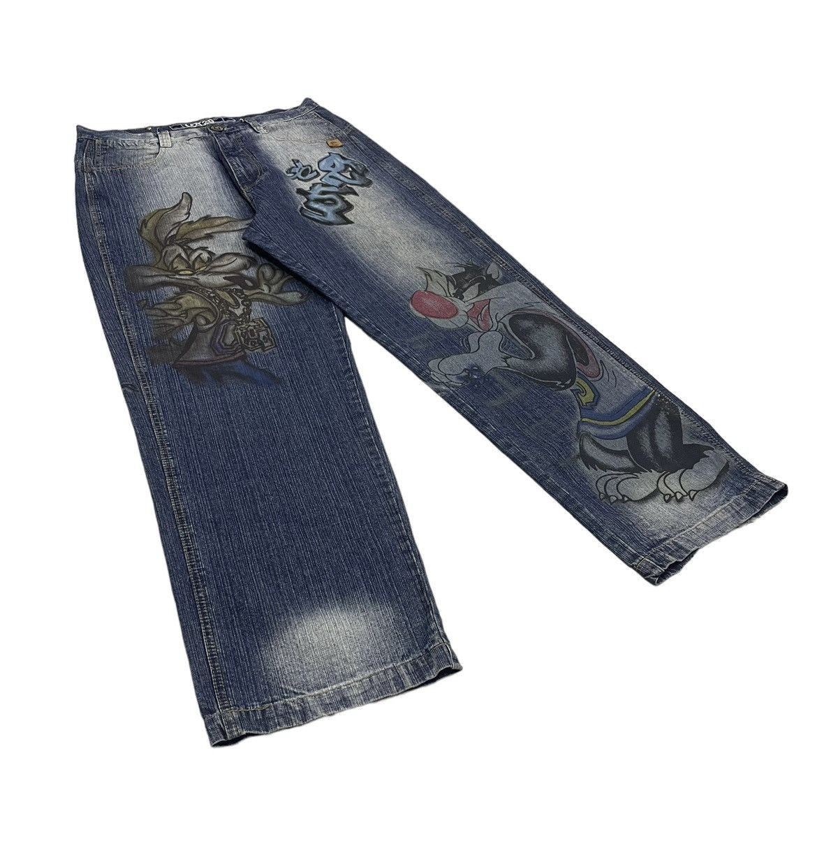 Other Vintage Looney Tunes Overprint Baggy Jeans Size US 35 - 4 Thumbnail